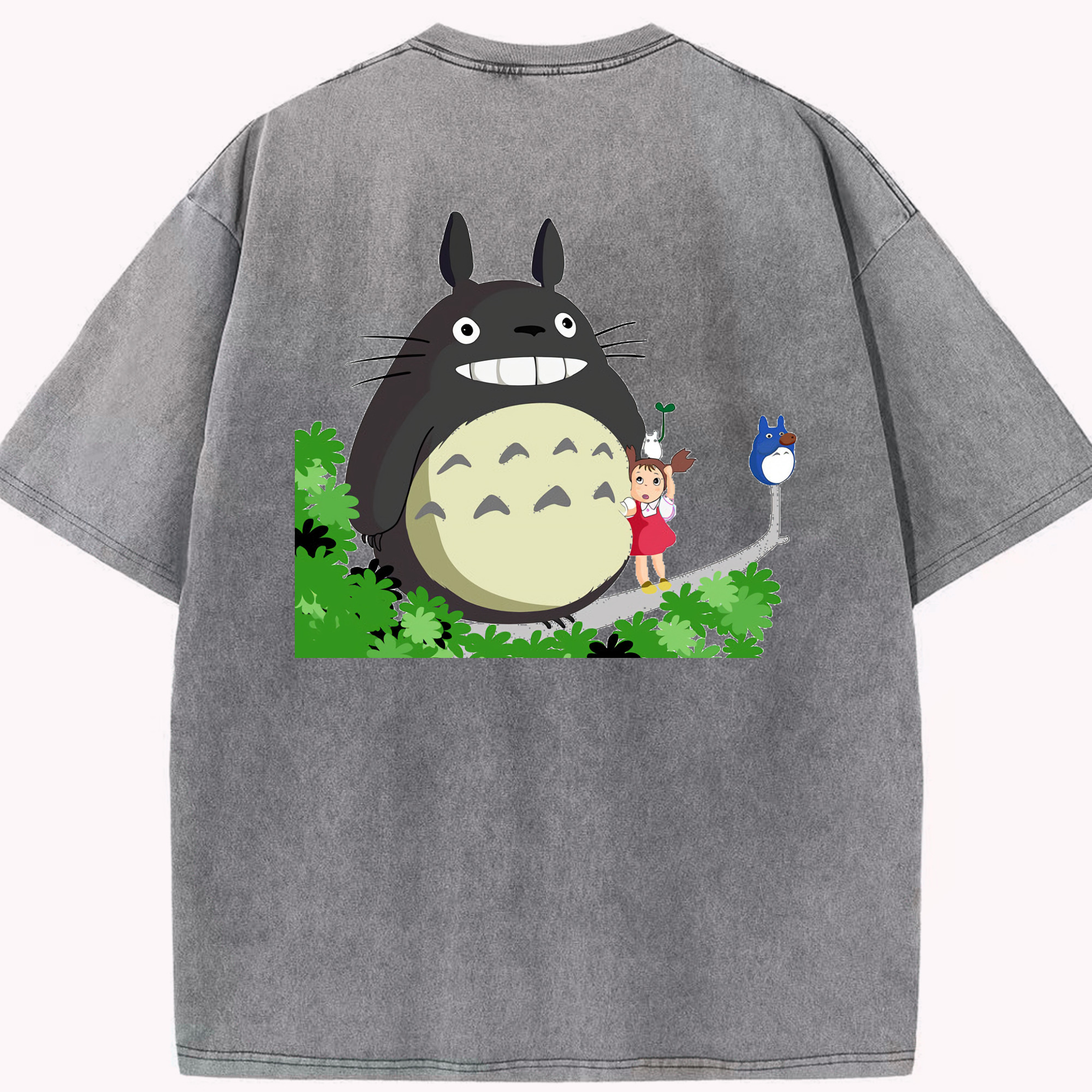 （画像用） となりのトトロ 草壁メイ 草壁サツキ My Neighbor Totoro Satsuki Kusakabe Mei Kusakabe 綿100% ヴィンテージ風 半袖Tシャツ（背面プリント）