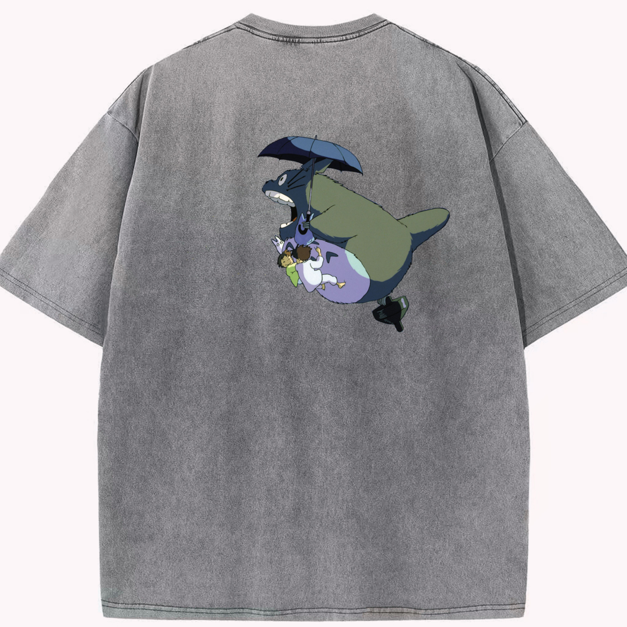 （画像用） となりのトトロ 草壁メイ 草壁サツキ My Neighbor Totoro Satsuki Kusakabe Mei Kusakabe 綿100% ヴィンテージ風 半袖Tシャツ（背面プリント）