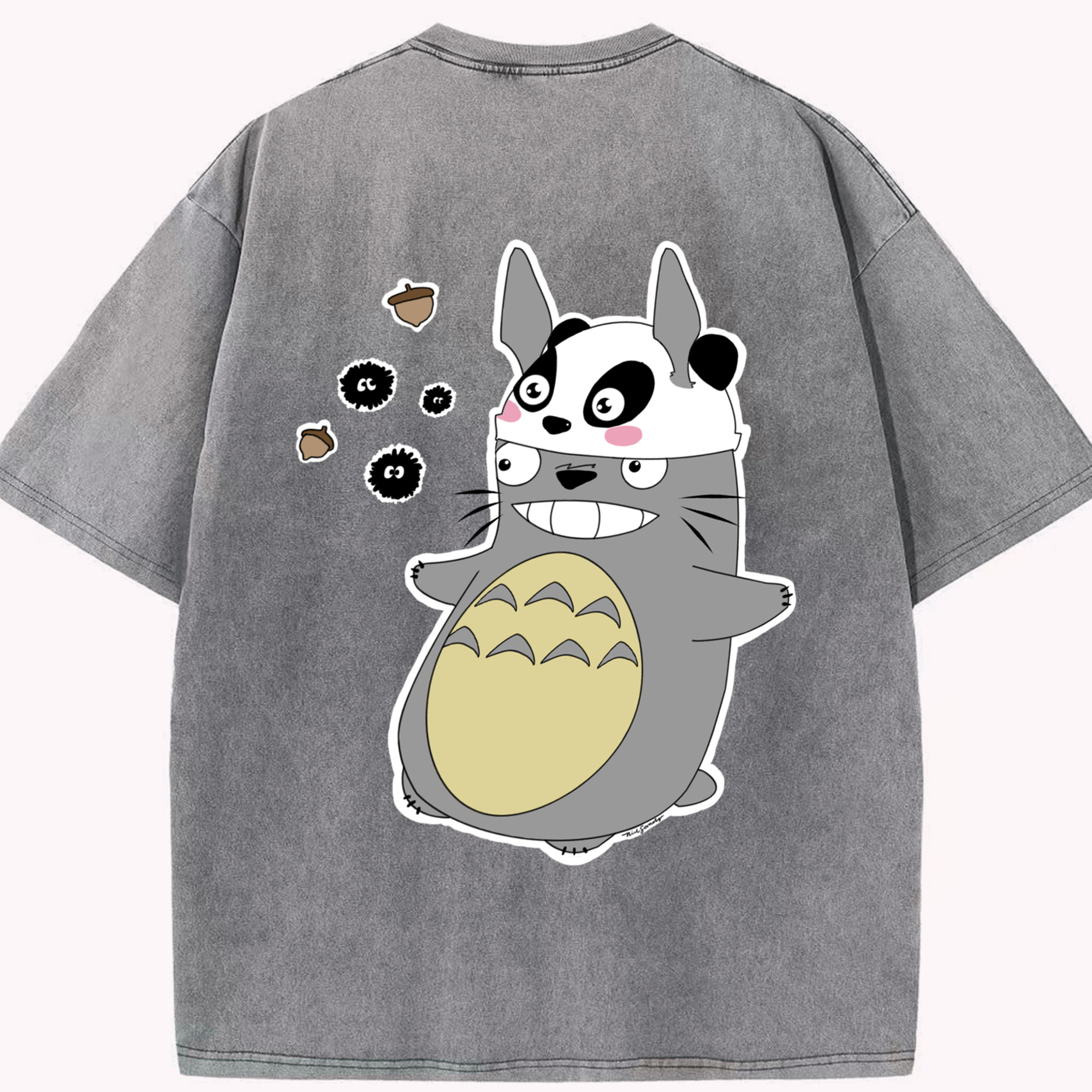 （画像用） となりのトトロ 草壁メイ 草壁サツキ My Neighbor Totoro Satsuki Kusakabe Mei Kusakabe 綿100% ヴィンテージ風 半袖Tシャツ（背面プリント）