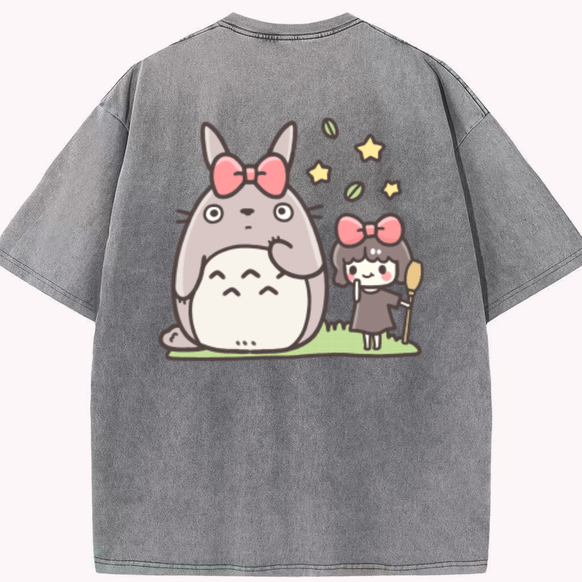 （画像用） となりのトトロ 草壁メイ 草壁サツキ My Neighbor Totoro Satsuki Kusakabe Mei Kusakabe 綿100% ヴィンテージ風 半袖Tシャツ（背面プリント）
