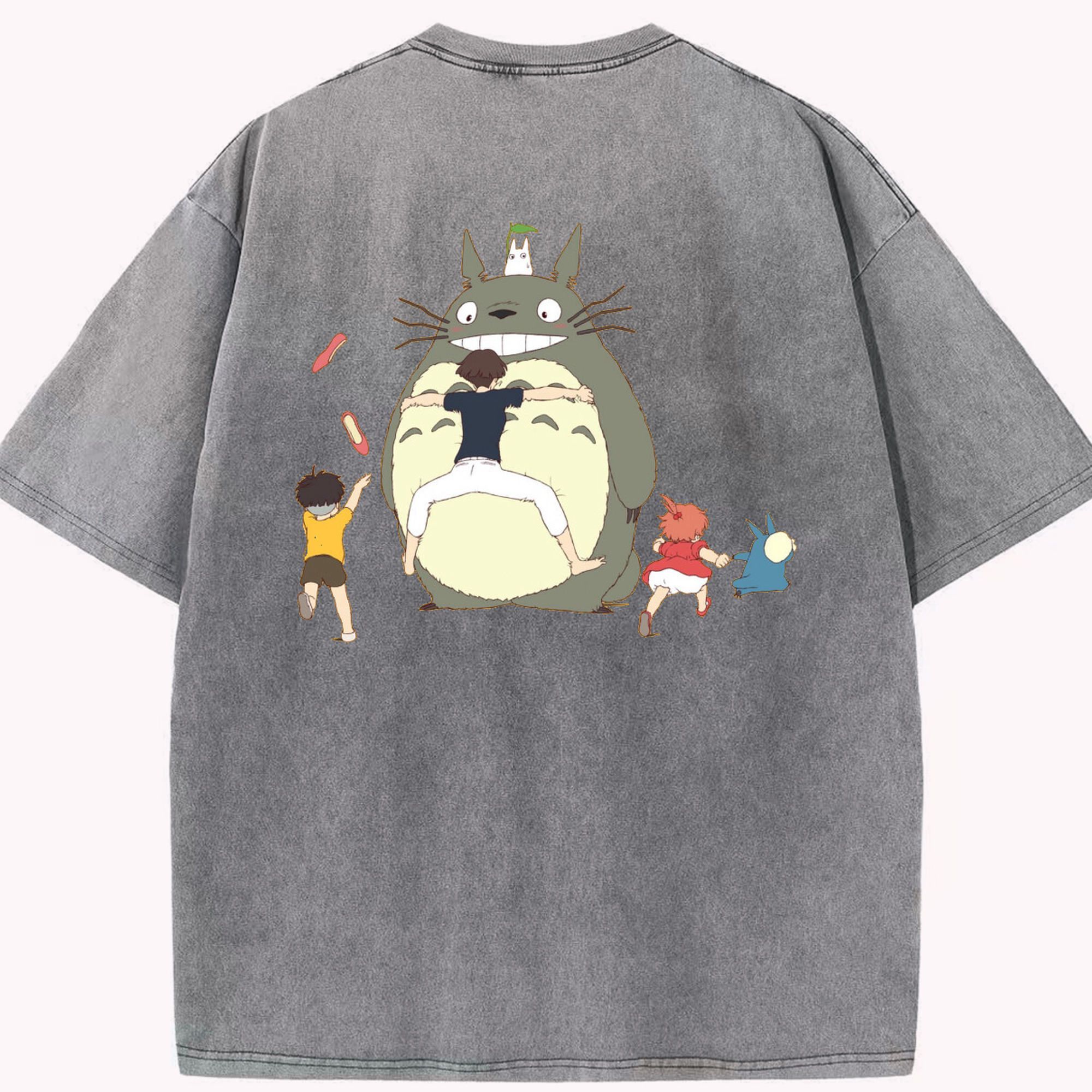 （画像用） となりのトトロ 草壁メイ 草壁サツキ My Neighbor Totoro Satsuki Kusakabe Mei Kusakabe 綿100% ヴィンテージ風 半袖Tシャツ（背面プリント）