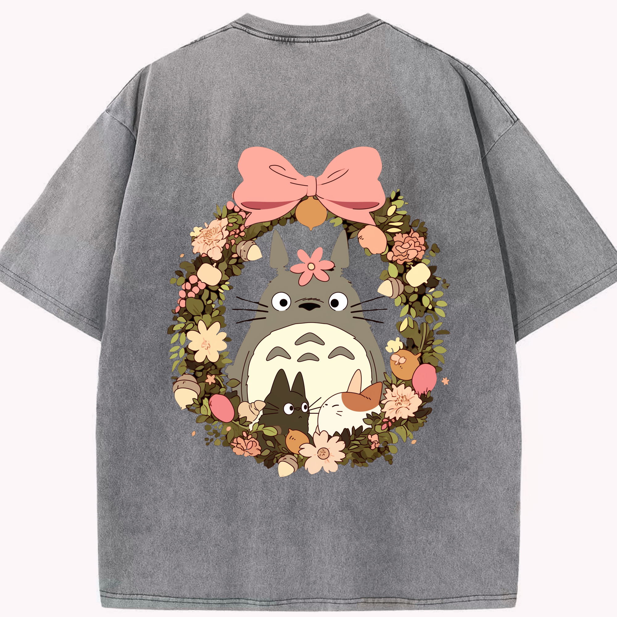 （画像用） となりのトトロ 草壁メイ 草壁サツキ My Neighbor Totoro Satsuki Kusakabe Mei Kusakabe 綿100% ヴィンテージ風 半袖Tシャツ（背面プリント）