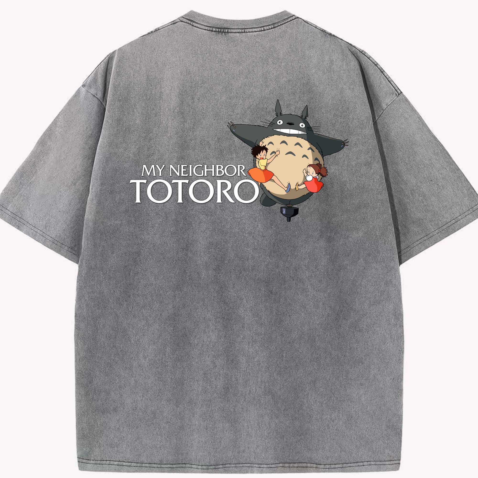 （画像用） となりのトトロ 草壁メイ 草壁サツキ My Neighbor Totoro Satsuki Kusakabe Mei Kusakabe 綿100% ヴィンテージ風 半袖Tシャツ（背面プリント）