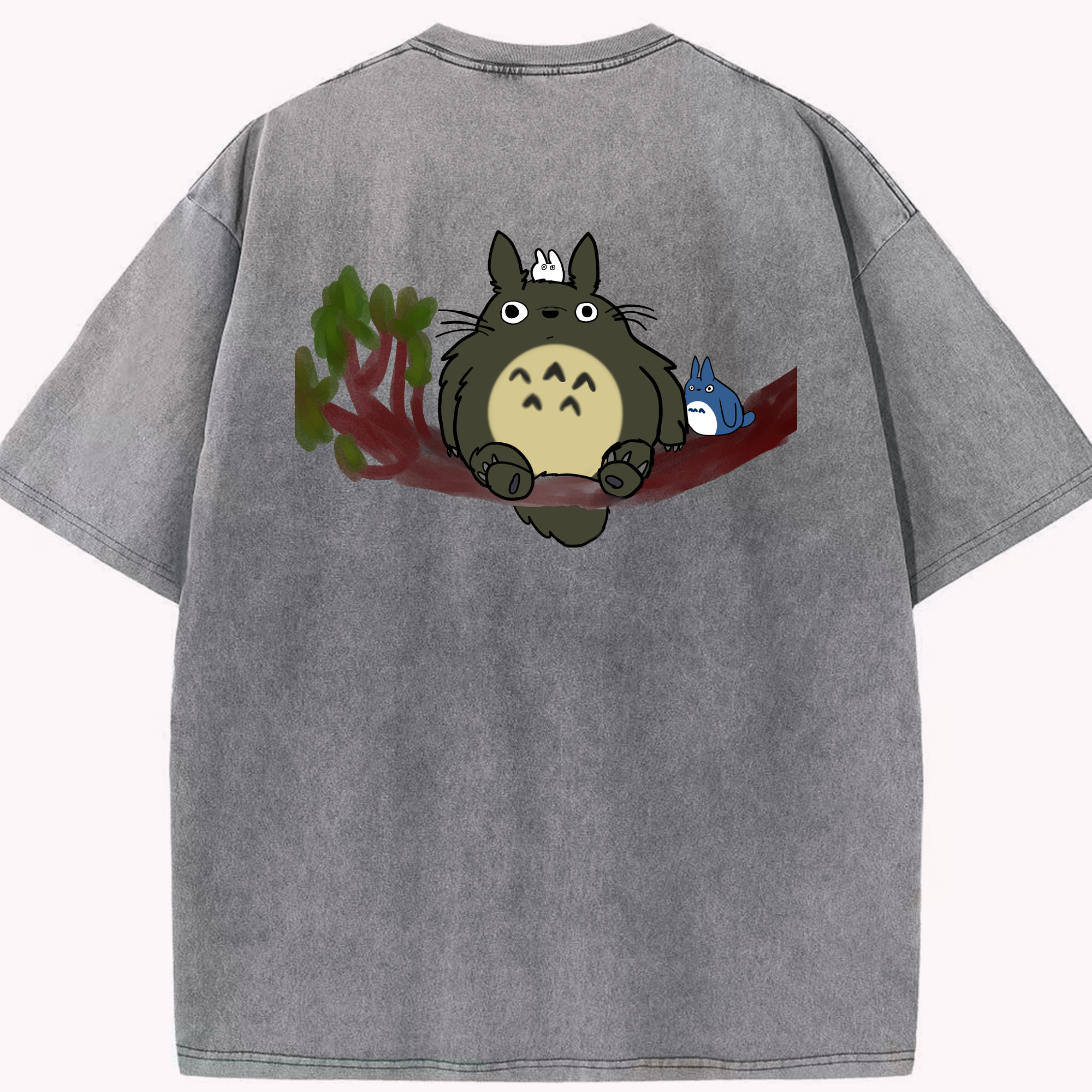 （画像用） となりのトトロ 草壁メイ 草壁サツキ My Neighbor Totoro Satsuki Kusakabe Mei Kusakabe 綿100% ヴィンテージ風 半袖Tシャツ（背面プリント）