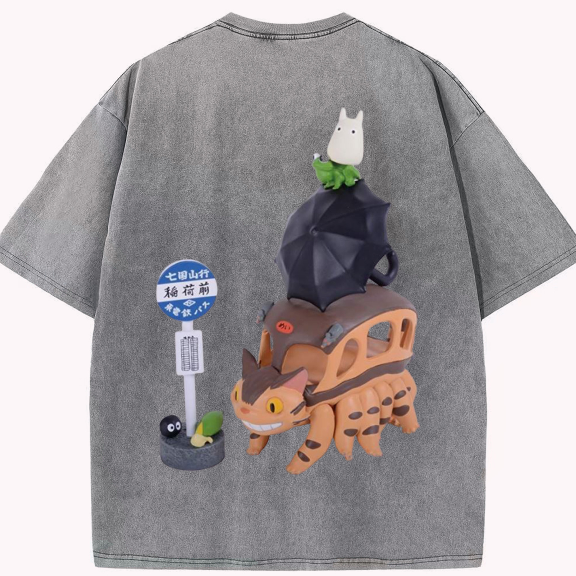 （画像用） となりのトトロ 草壁メイ 草壁サツキ My Neighbor Totoro Satsuki Kusakabe Mei Kusakabe 綿100% ヴィンテージ風 半袖Tシャツ（背面プリント）