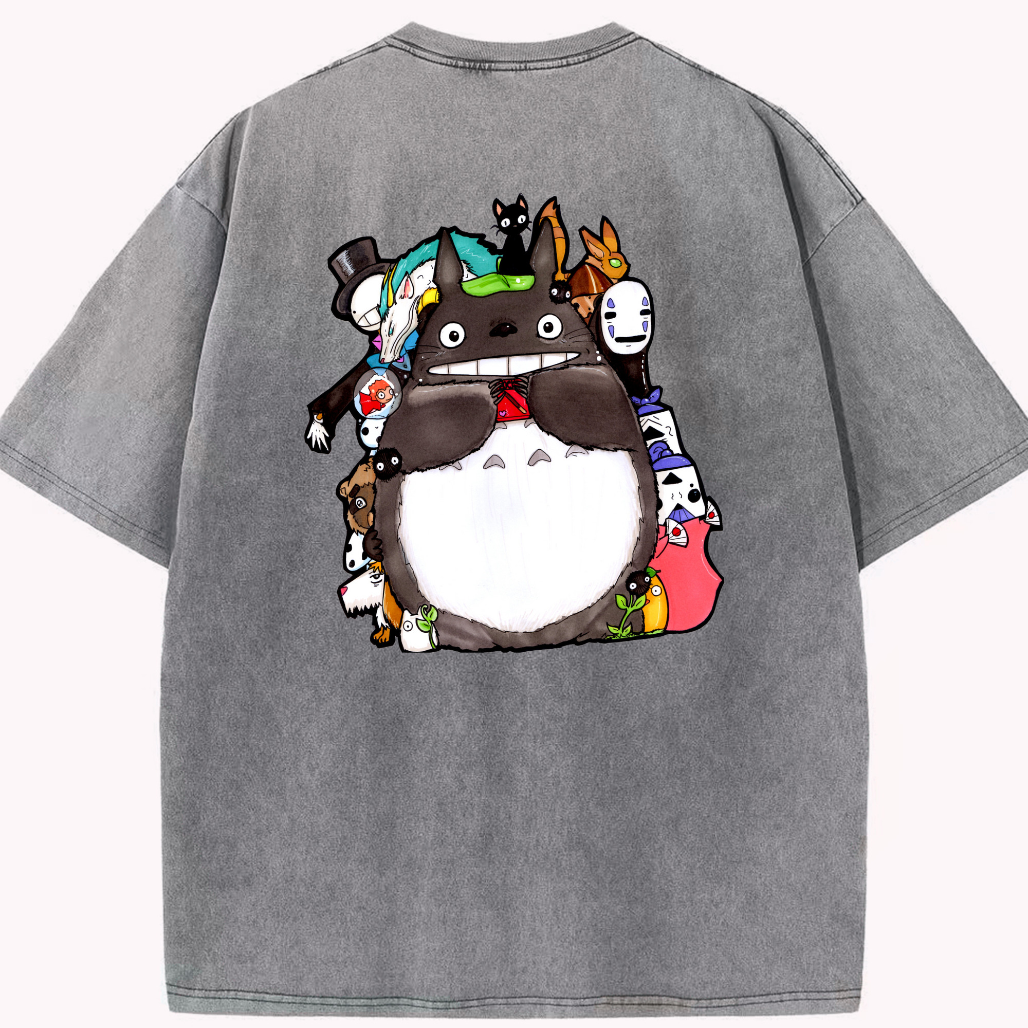 （画像用） となりのトトロ 草壁メイ 草壁サツキ My Neighbor Totoro Satsuki Kusakabe Mei Kusakabe 綿100% ヴィンテージ風 半袖Tシャツ（背面プリント）