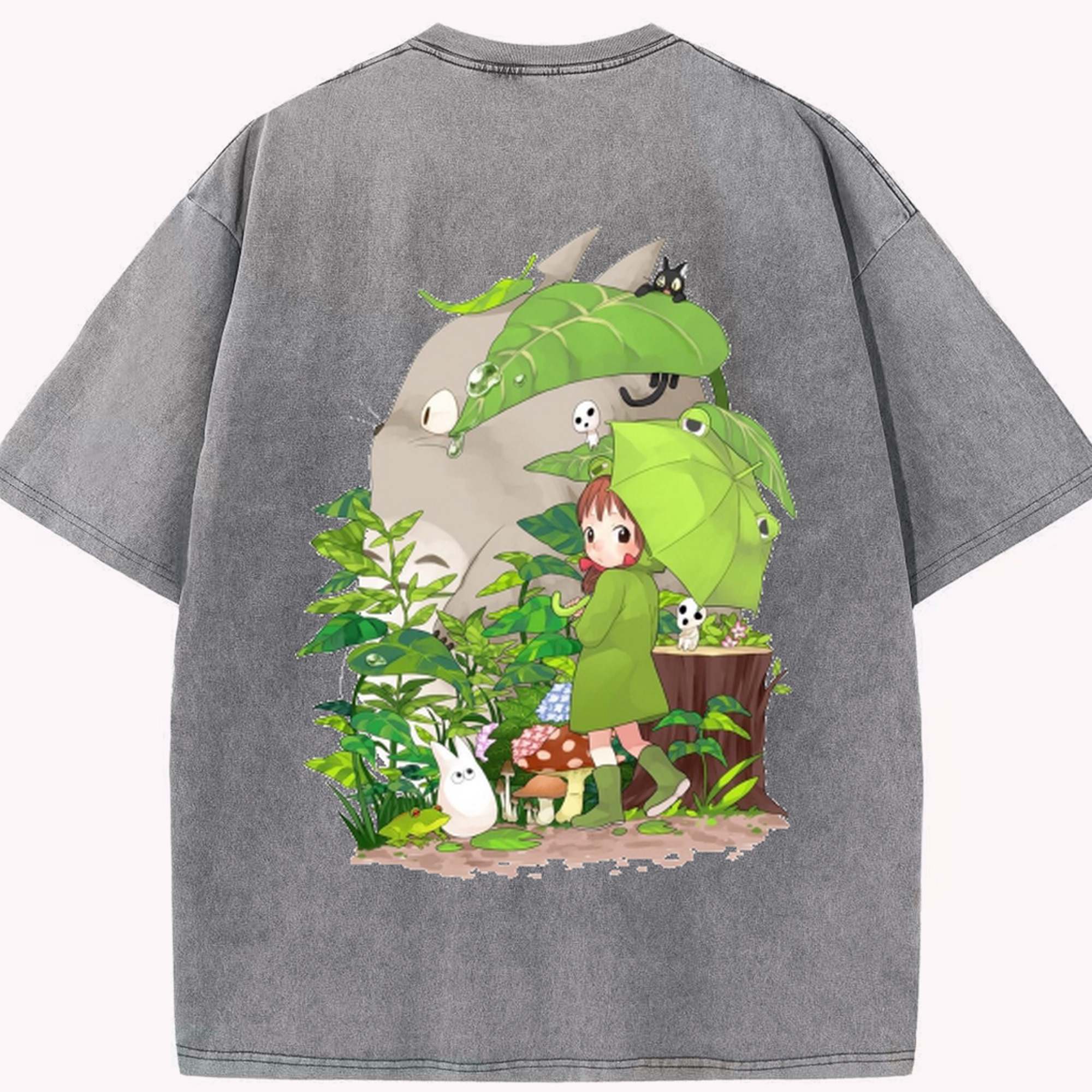 （画像用） となりのトトロ 草壁メイ 草壁サツキ My Neighbor Totoro Satsuki Kusakabe Mei Kusakabe 綿100% ヴィンテージ風 半袖Tシャツ（背面プリント）