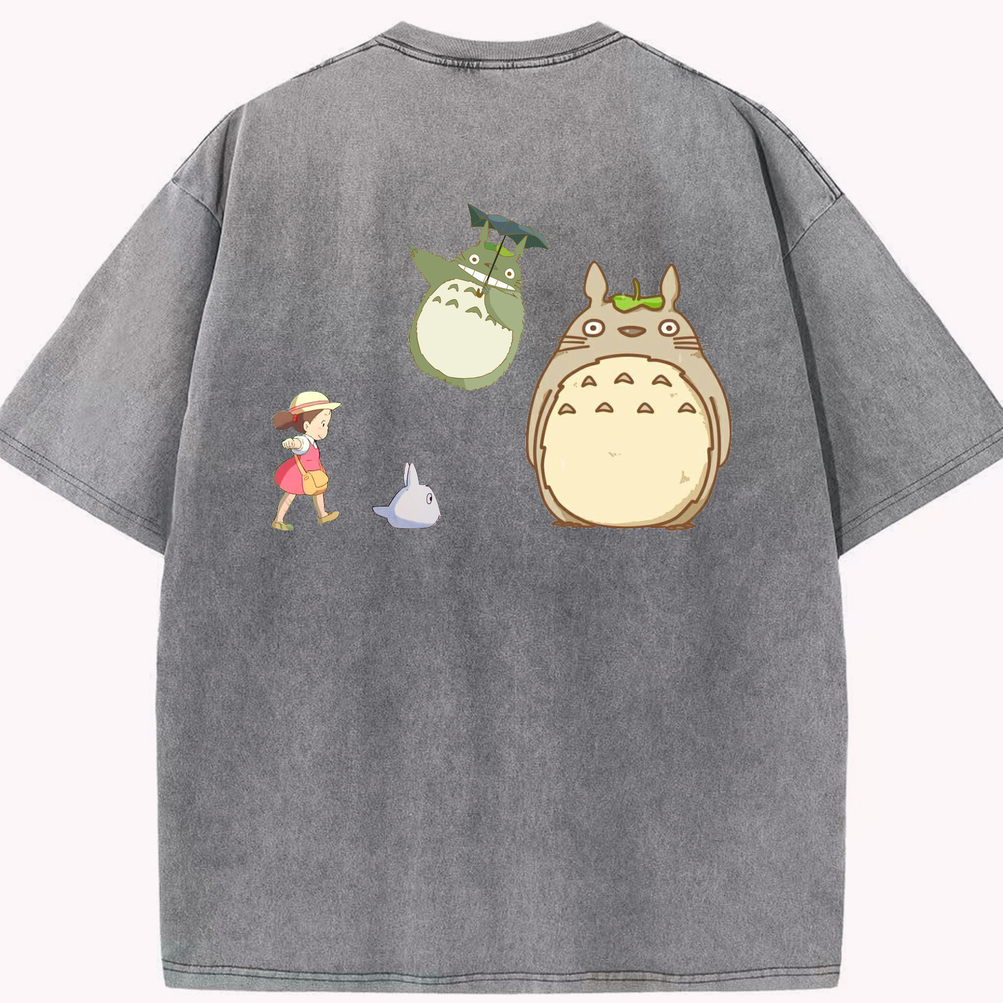 （画像用） となりのトトロ 草壁メイ 草壁サツキ My Neighbor Totoro Satsuki Kusakabe Mei Kusakabe 綿100% ヴィンテージ風 半袖Tシャツ（背面プリント）