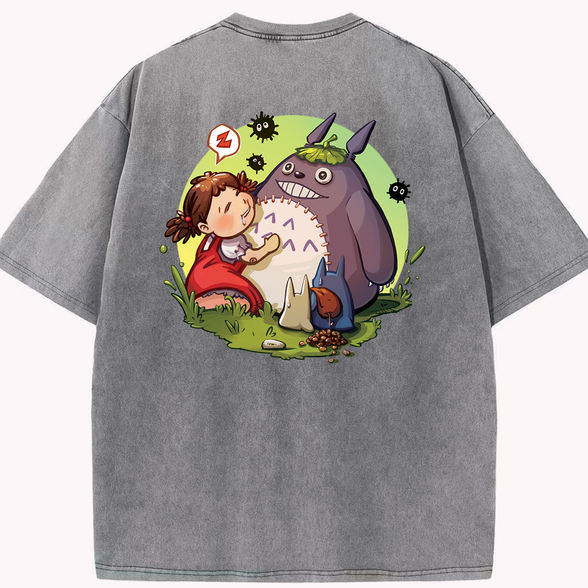 （画像用） となりのトトロ 草壁メイ 草壁サツキ My Neighbor Totoro Satsuki Kusakabe Mei Kusakabe 綿100% ヴィンテージ風 半袖Tシャツ（背面プリント）
