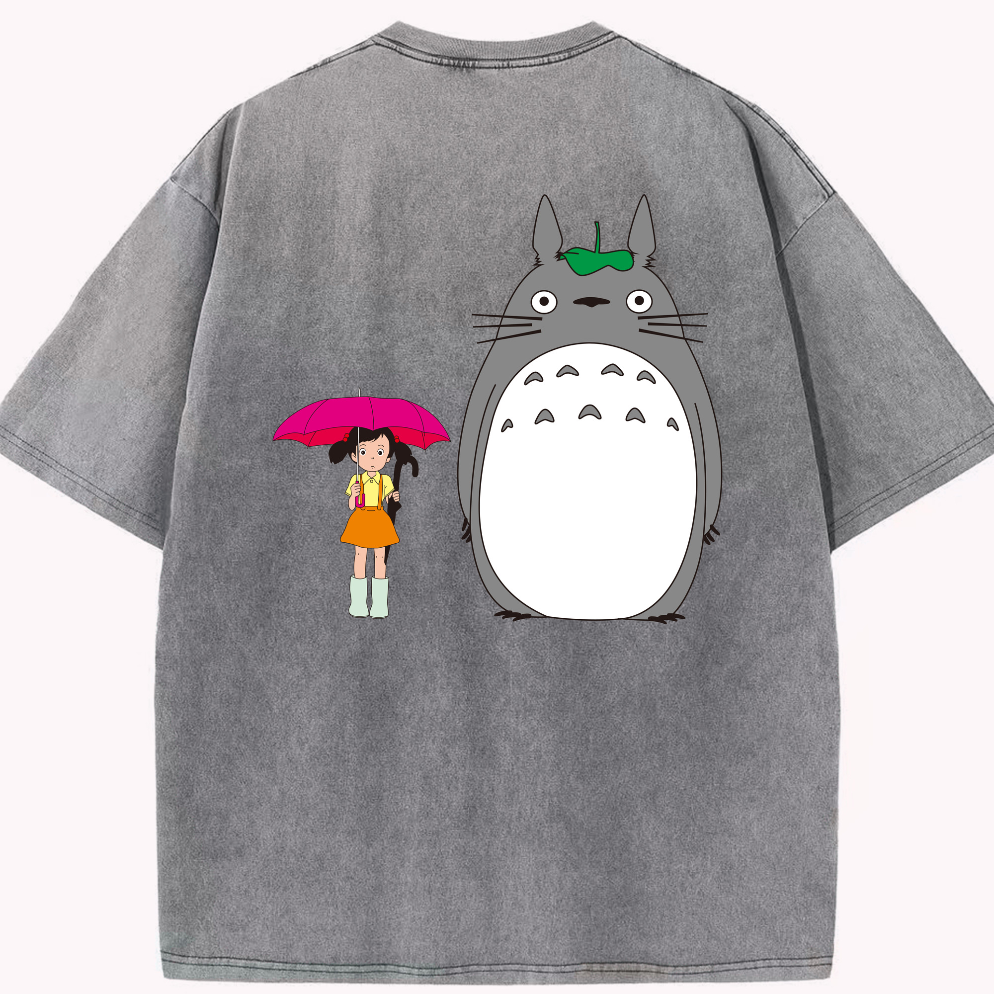 （画像用） となりのトトロ 草壁メイ 草壁サツキ My Neighbor Totoro Satsuki Kusakabe Mei Kusakabe 綿100% ヴィンテージ風 半袖Tシャツ（背面プリント）