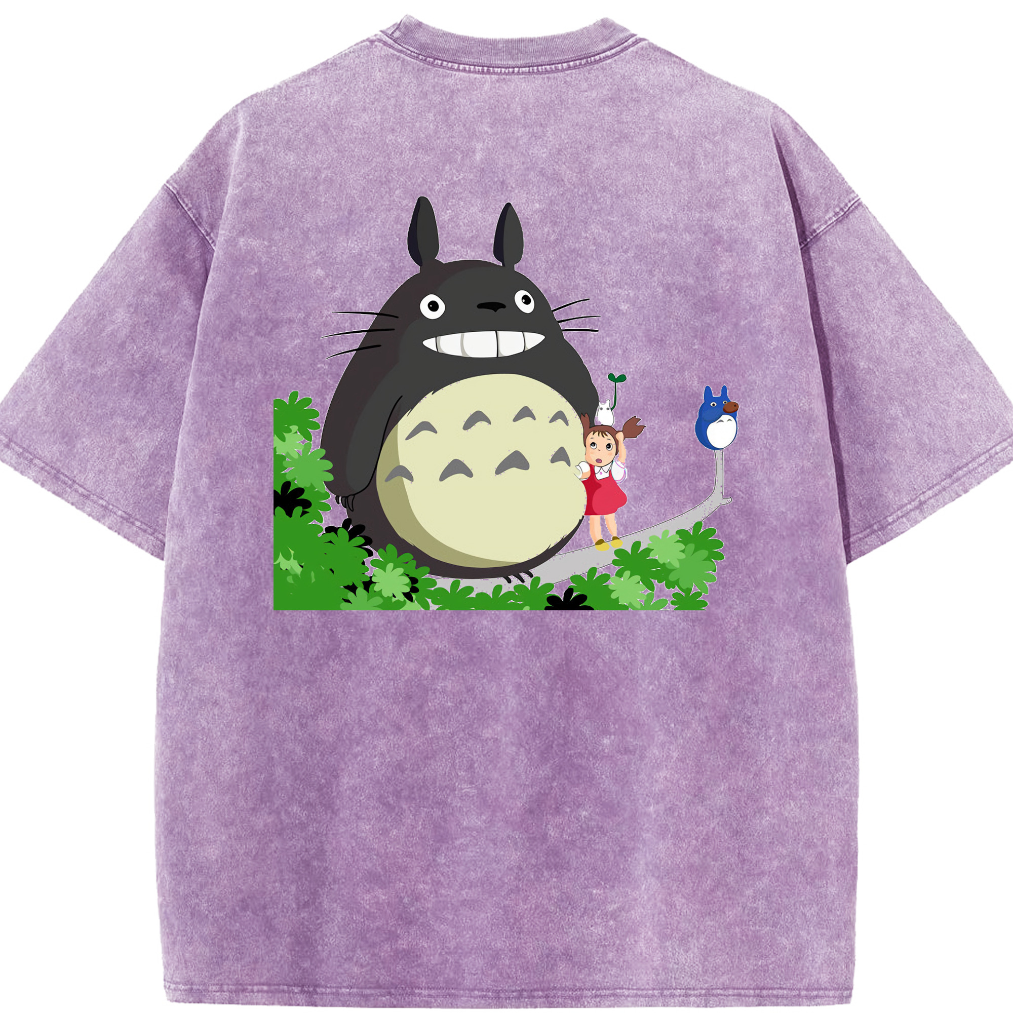 （画像用） となりのトトロ 草壁メイ 草壁サツキ My Neighbor Totoro Satsuki Kusakabe Mei Kusakabe 綿100% ヴィンテージ風 半袖Tシャツ（背面プリント）