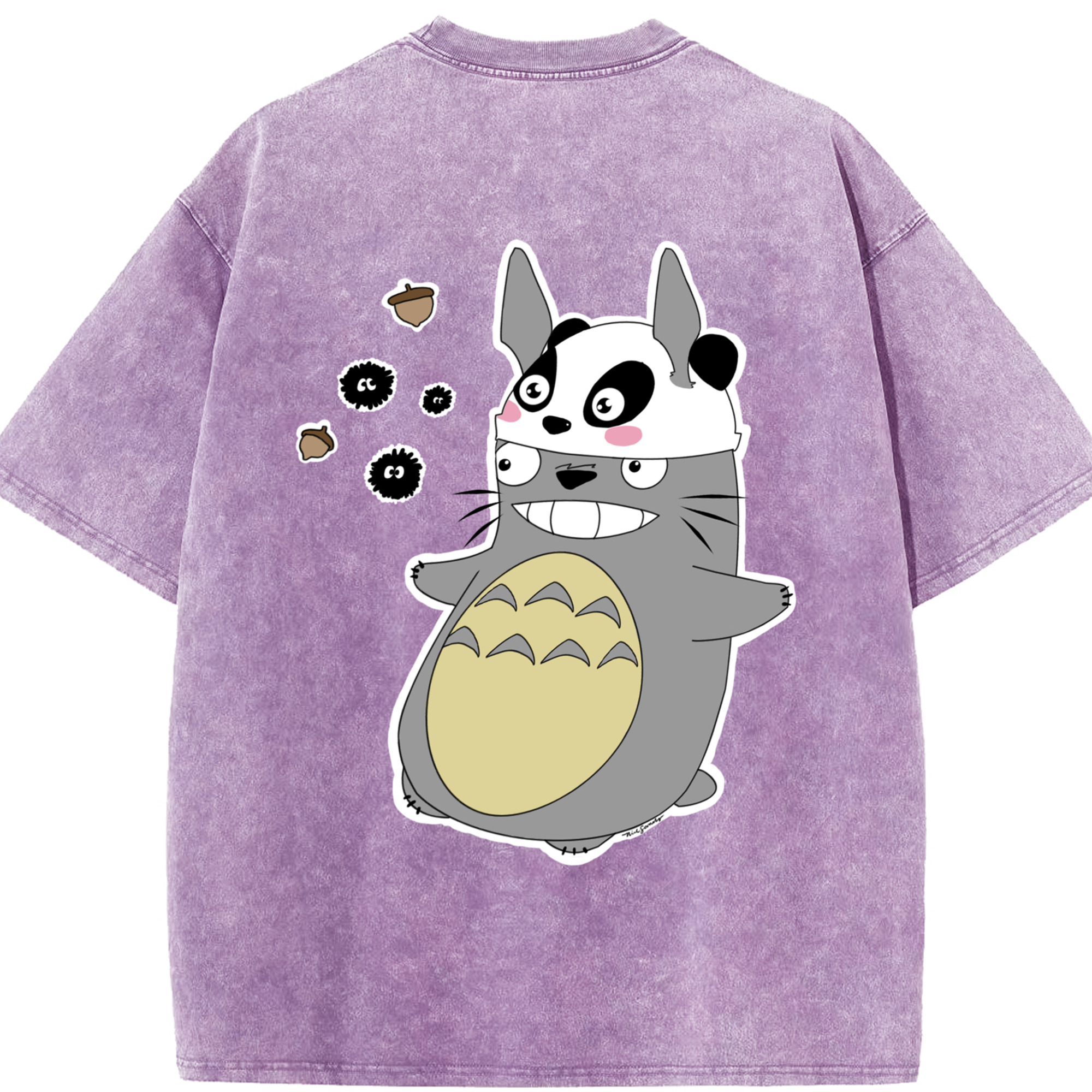 （画像用） となりのトトロ 草壁メイ 草壁サツキ My Neighbor Totoro Satsuki Kusakabe Mei Kusakabe 綿100% ヴィンテージ風 半袖Tシャツ（背面プリント）