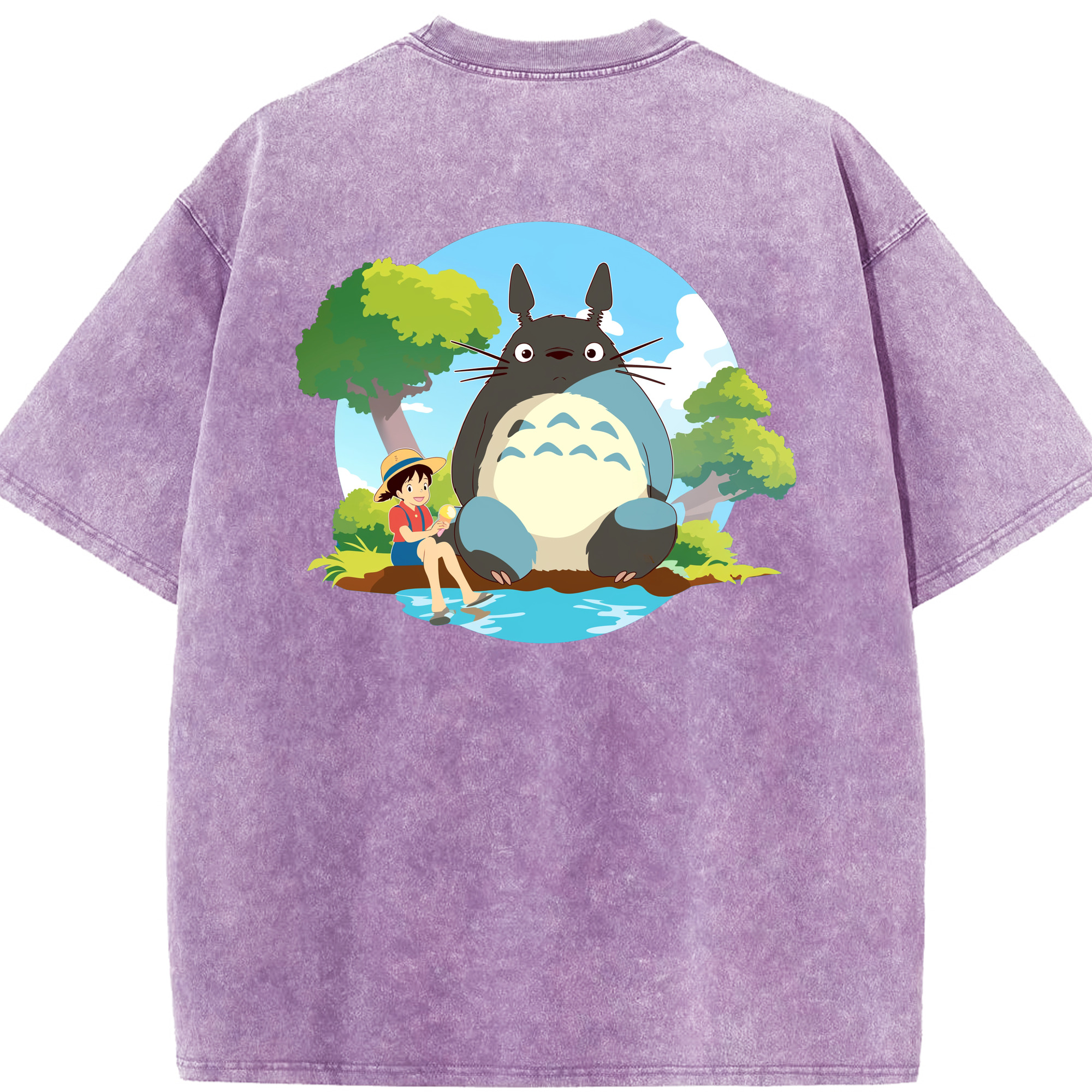 （画像用） となりのトトロ 草壁メイ 草壁サツキ My Neighbor Totoro Satsuki Kusakabe Mei Kusakabe 綿100% ヴィンテージ風 半袖Tシャツ（背面プリント）