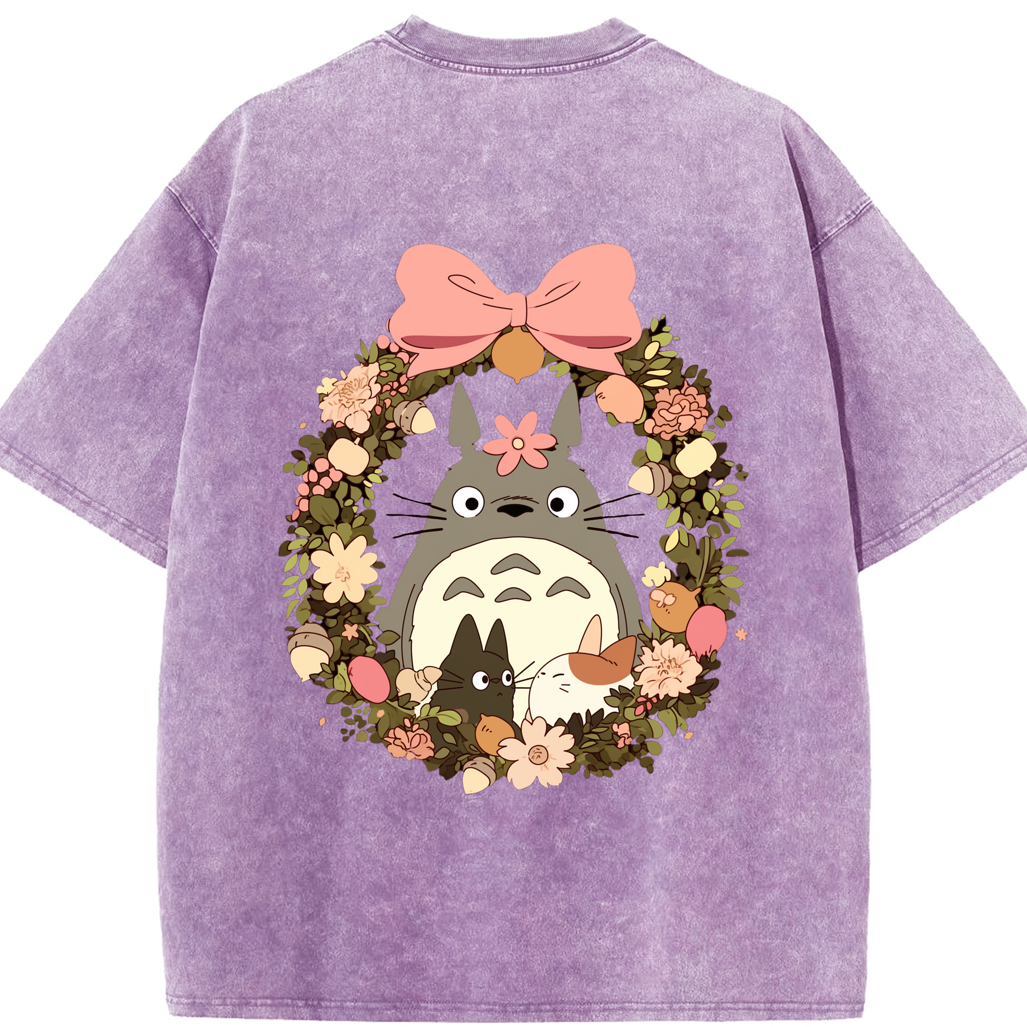 （画像用） となりのトトロ 草壁メイ 草壁サツキ My Neighbor Totoro Satsuki Kusakabe Mei Kusakabe 綿100% ヴィンテージ風 半袖Tシャツ（背面プリント）