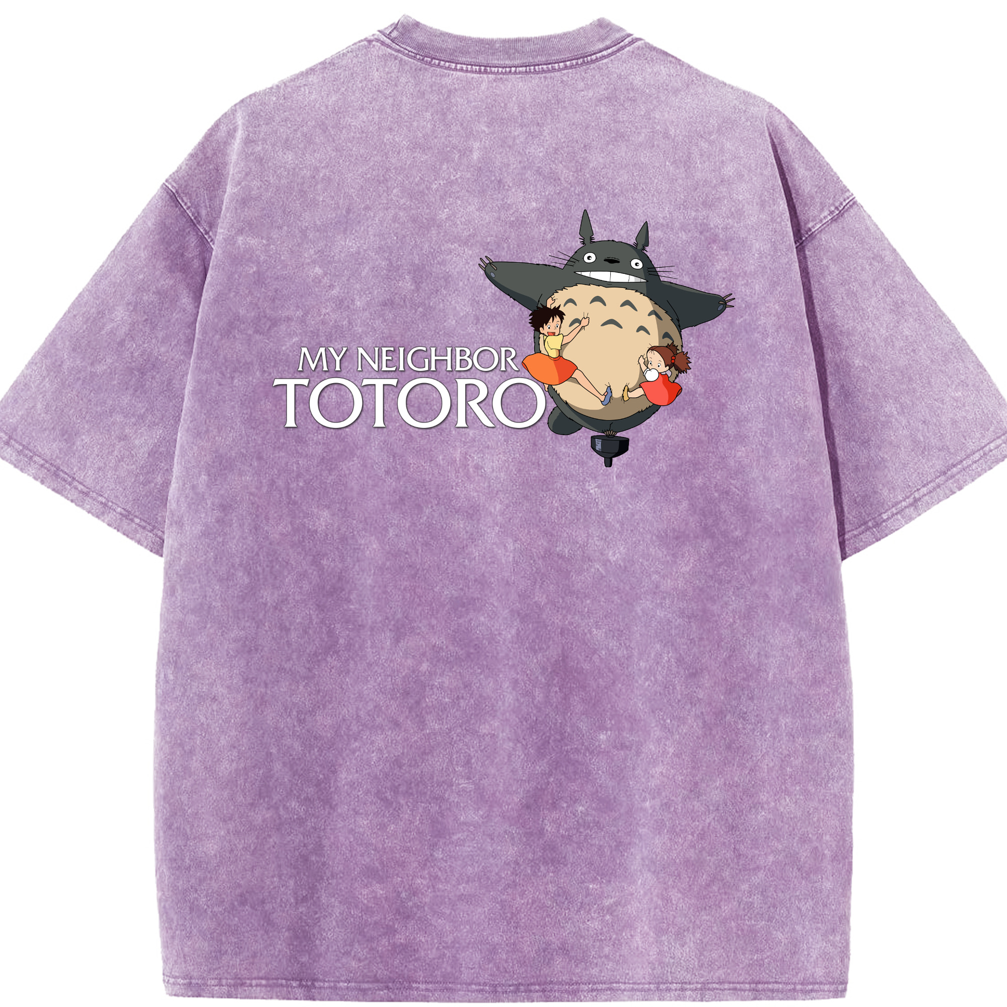 （画像用） となりのトトロ 草壁メイ 草壁サツキ My Neighbor Totoro Satsuki Kusakabe Mei Kusakabe 綿100% ヴィンテージ風 半袖Tシャツ（背面プリント）