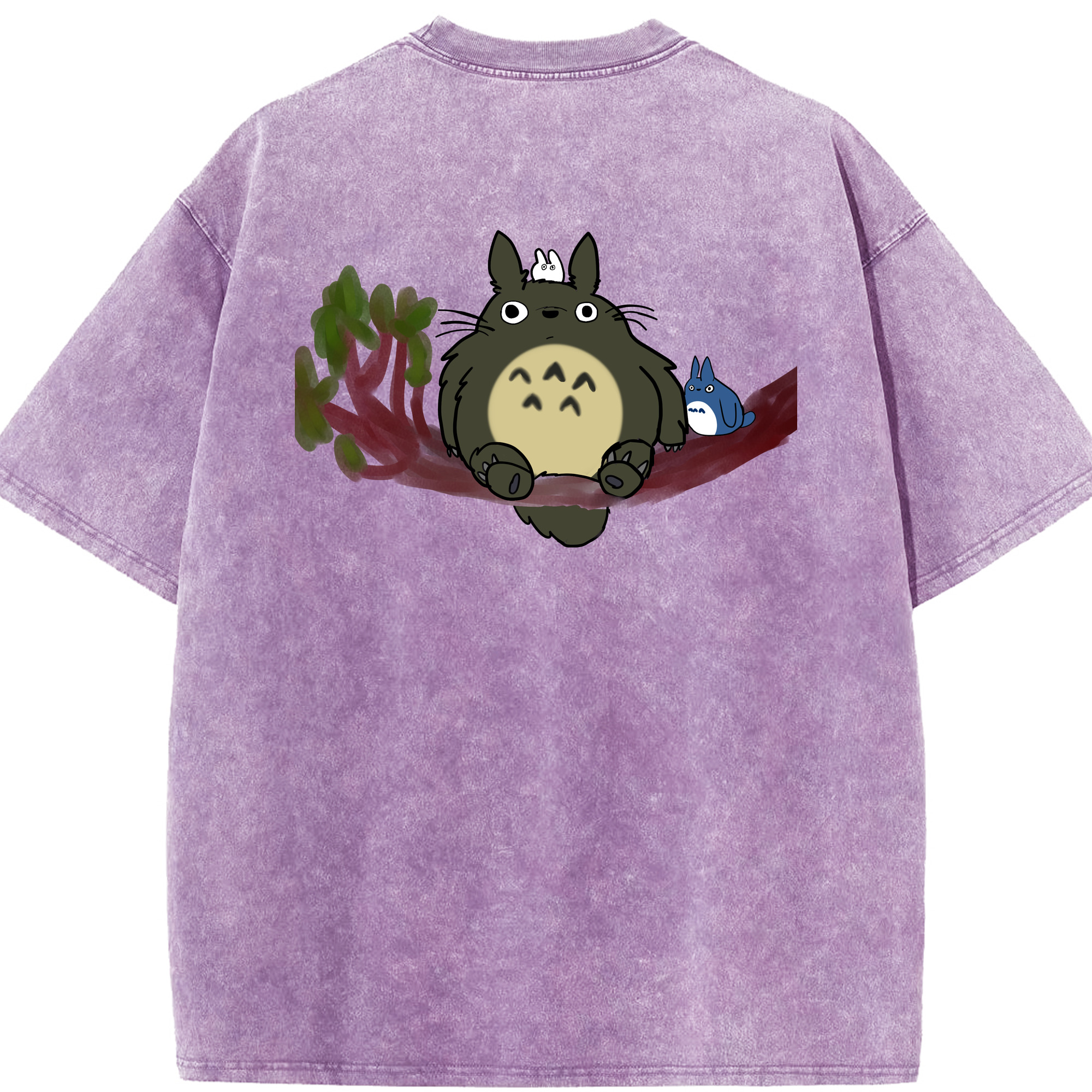 （画像用） となりのトトロ 草壁メイ 草壁サツキ My Neighbor Totoro Satsuki Kusakabe Mei Kusakabe 綿100% ヴィンテージ風 半袖Tシャツ（背面プリント）