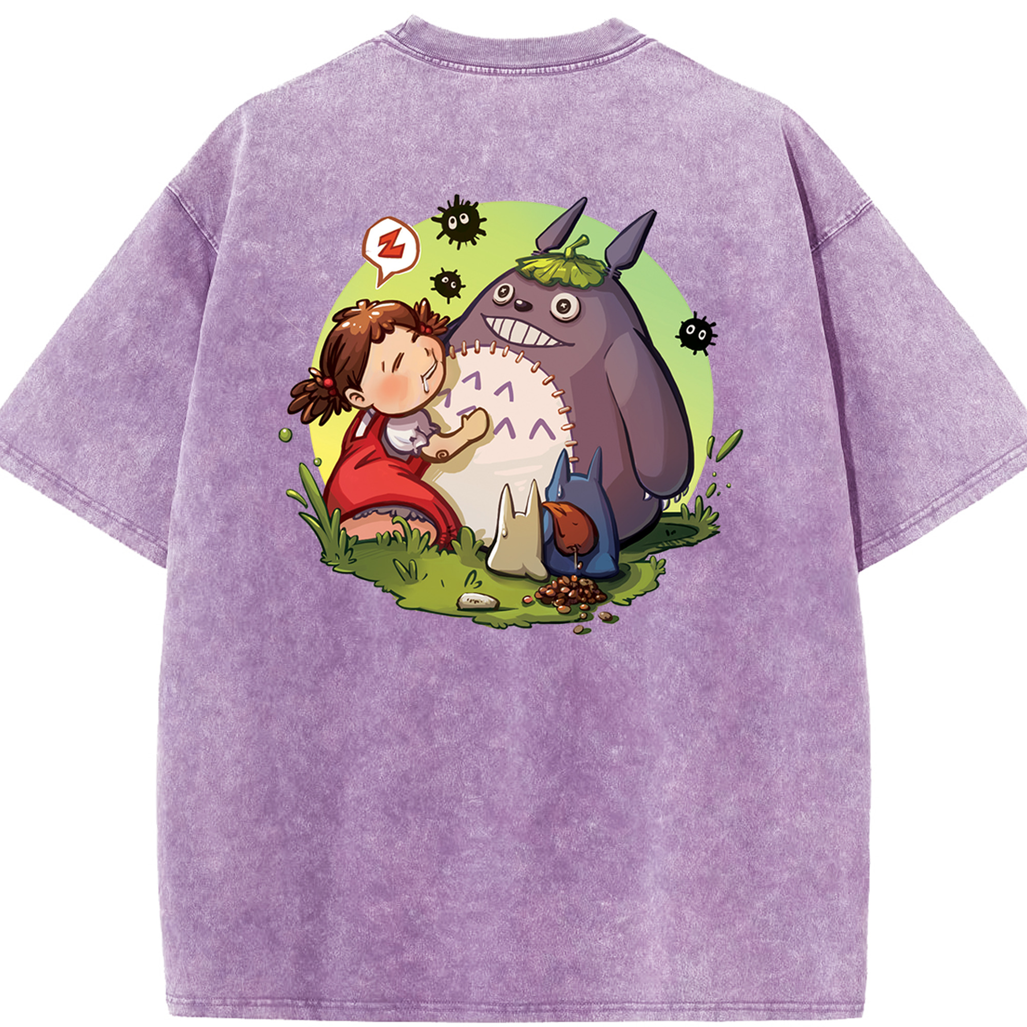 （画像用） となりのトトロ 草壁メイ 草壁サツキ My Neighbor Totoro Satsuki Kusakabe Mei Kusakabe 綿100% ヴィンテージ風 半袖Tシャツ（背面プリント）