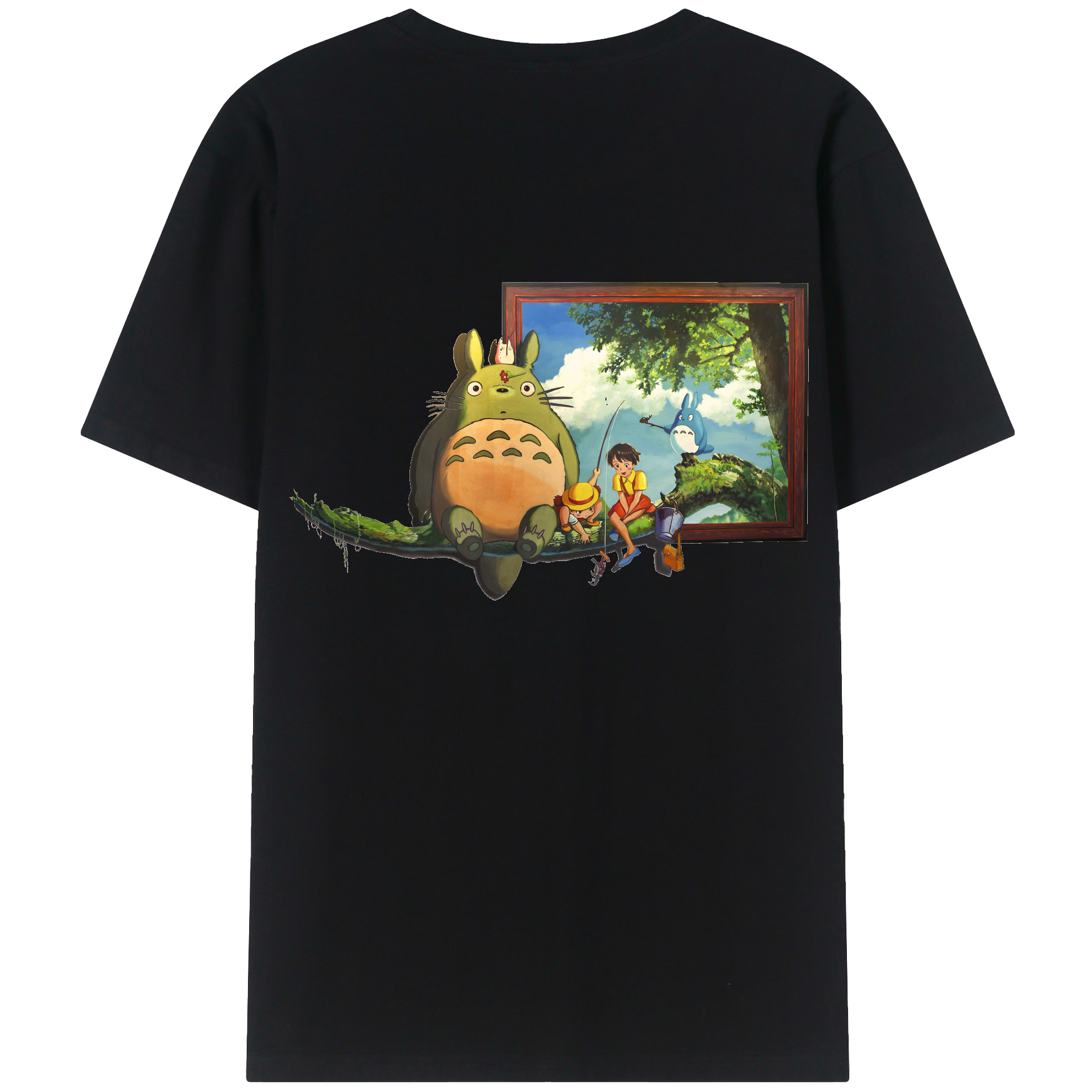 （画像用） となりのトトロ 草壁メイ 草壁サツキ My Neighbor Totoro Satsuki Kusakabe Mei Kusakabe 綿100％ メンズ半袖Tシャツ（バックプリント） 通気性