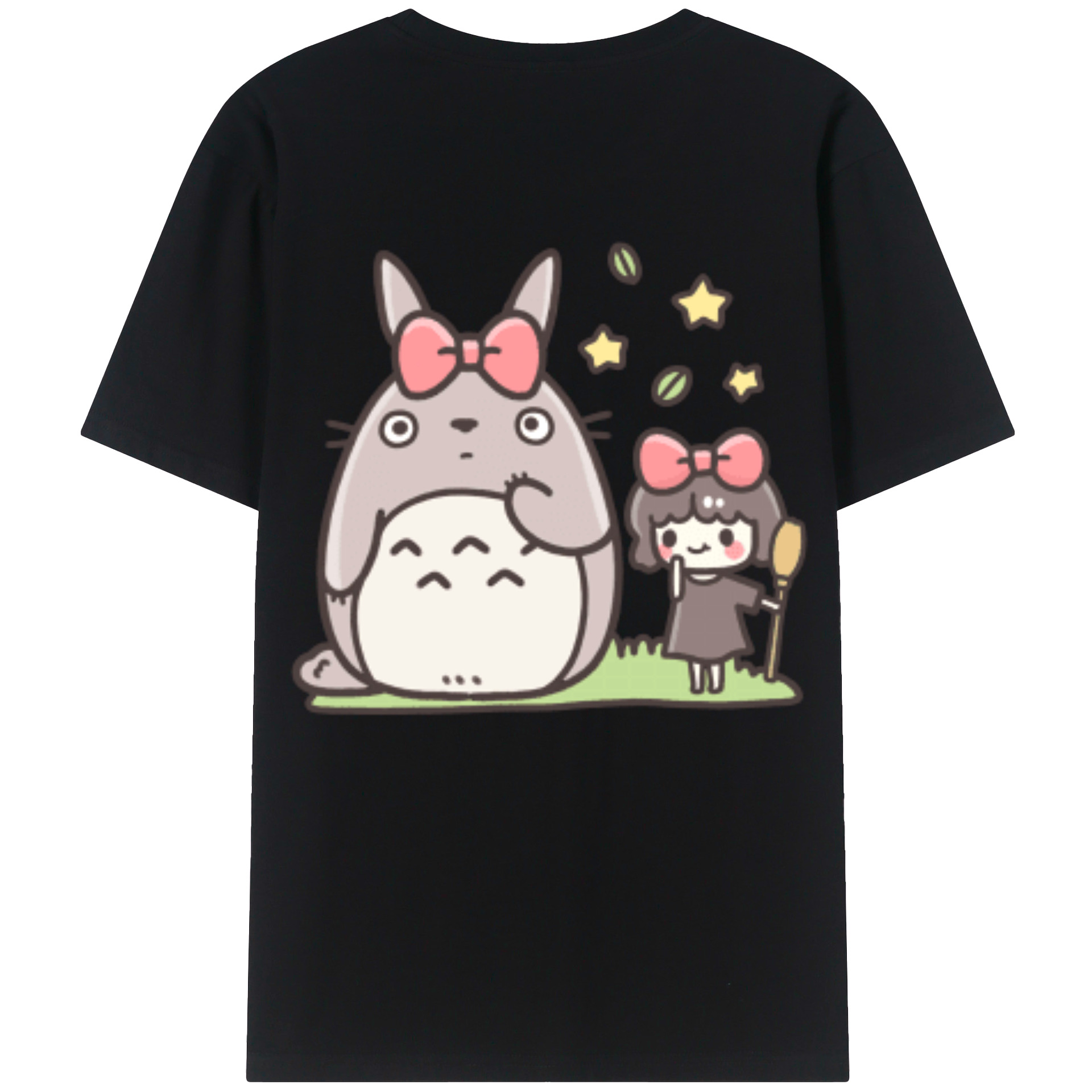 （画像用） となりのトトロ 草壁メイ 草壁サツキ My Neighbor Totoro Satsuki Kusakabe Mei Kusakabe 綿100％ メンズ半袖Tシャツ（バックプリント） 通気性