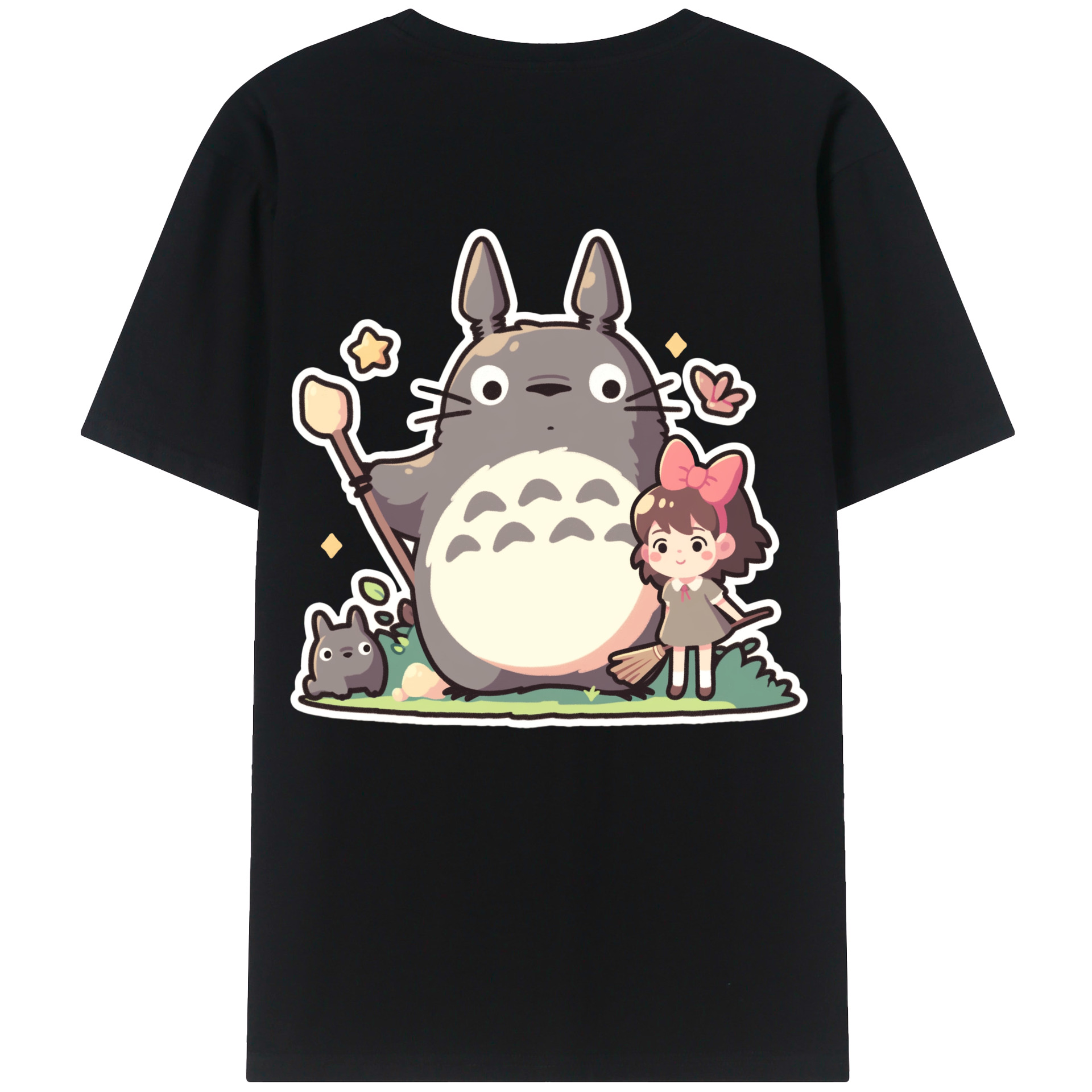 （画像用） となりのトトロ 草壁メイ 草壁サツキ My Neighbor Totoro Satsuki Kusakabe Mei Kusakabe 綿100％ メンズ半袖Tシャツ（バックプリント） 通気性