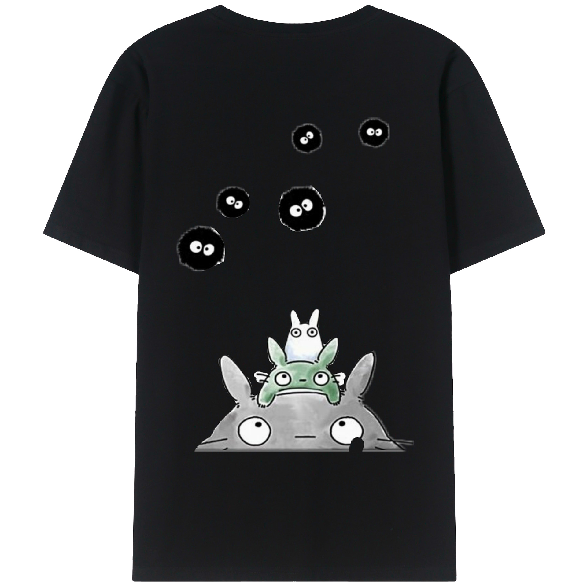 （画像用） となりのトトロ 草壁メイ 草壁サツキ My Neighbor Totoro Satsuki Kusakabe Mei Kusakabe 綿100％ メンズ半袖Tシャツ（バックプリント） 通気性