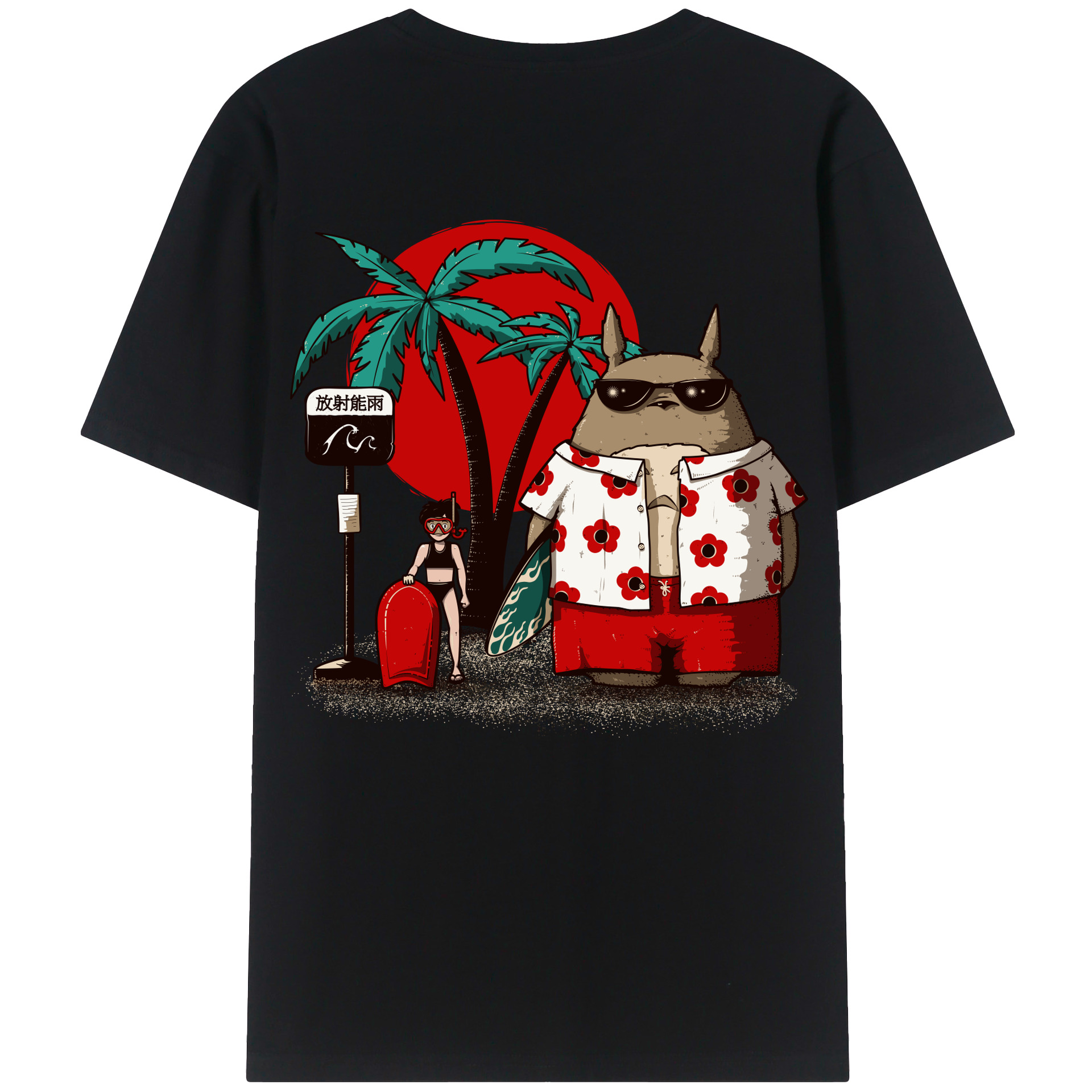 （画像用） となりのトトロ 草壁メイ 草壁サツキ My Neighbor Totoro Satsuki Kusakabe Mei Kusakabe 綿100％ メンズ半袖Tシャツ（バックプリント） 通気性