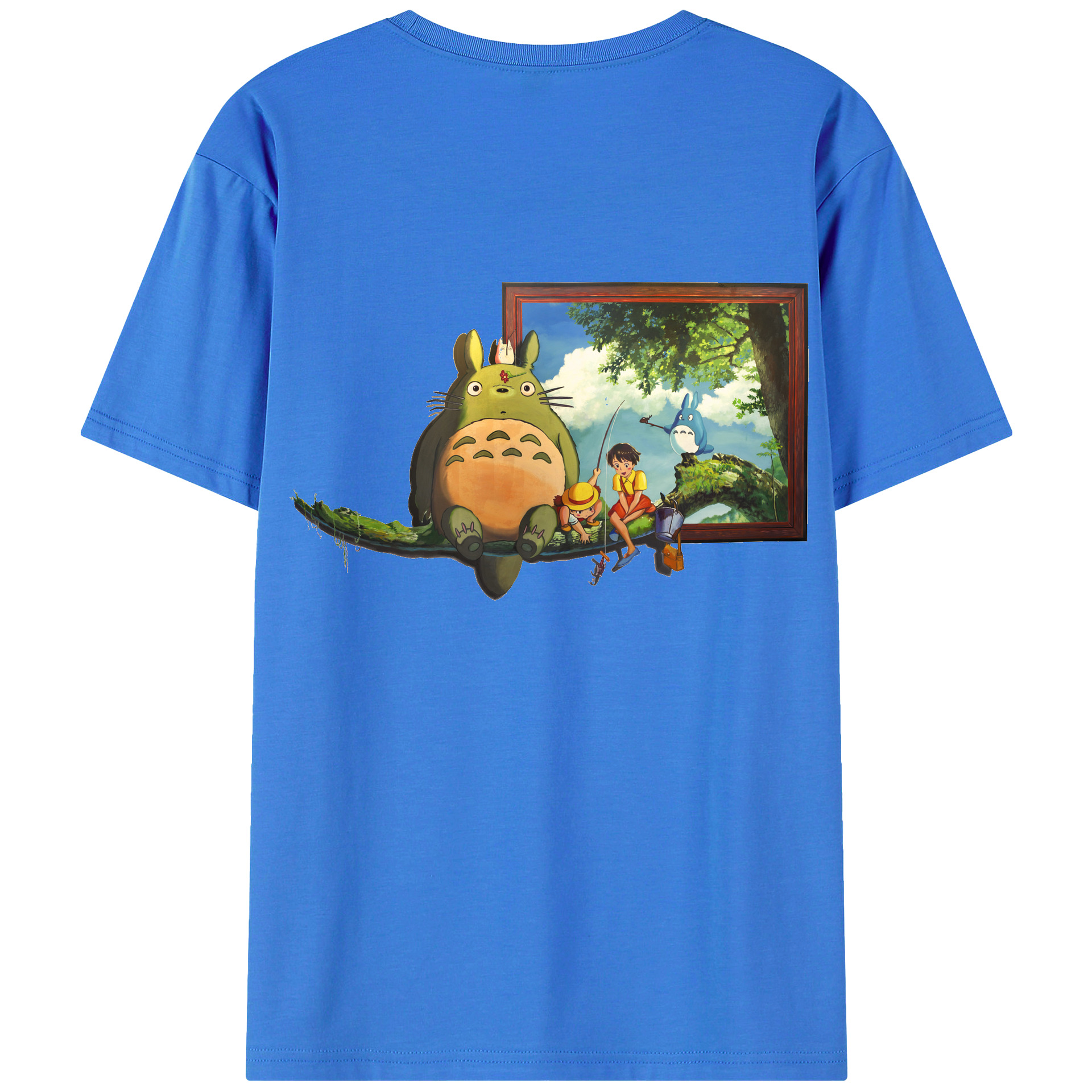 （画像用） となりのトトロ 草壁メイ 草壁サツキ My Neighbor Totoro Satsuki Kusakabe Mei Kusakabe 綿100％ メンズ半袖Tシャツ（バックプリント） 通気性