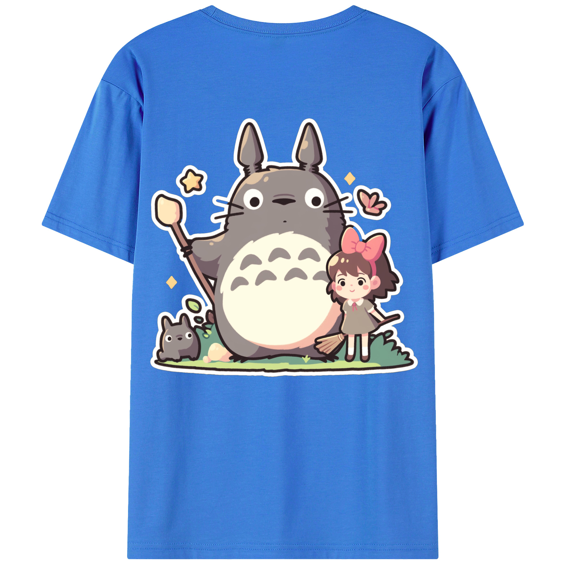 （画像用） となりのトトロ 草壁メイ 草壁サツキ My Neighbor Totoro Satsuki Kusakabe Mei Kusakabe 綿100％ メンズ半袖Tシャツ（バックプリント） 通気性
