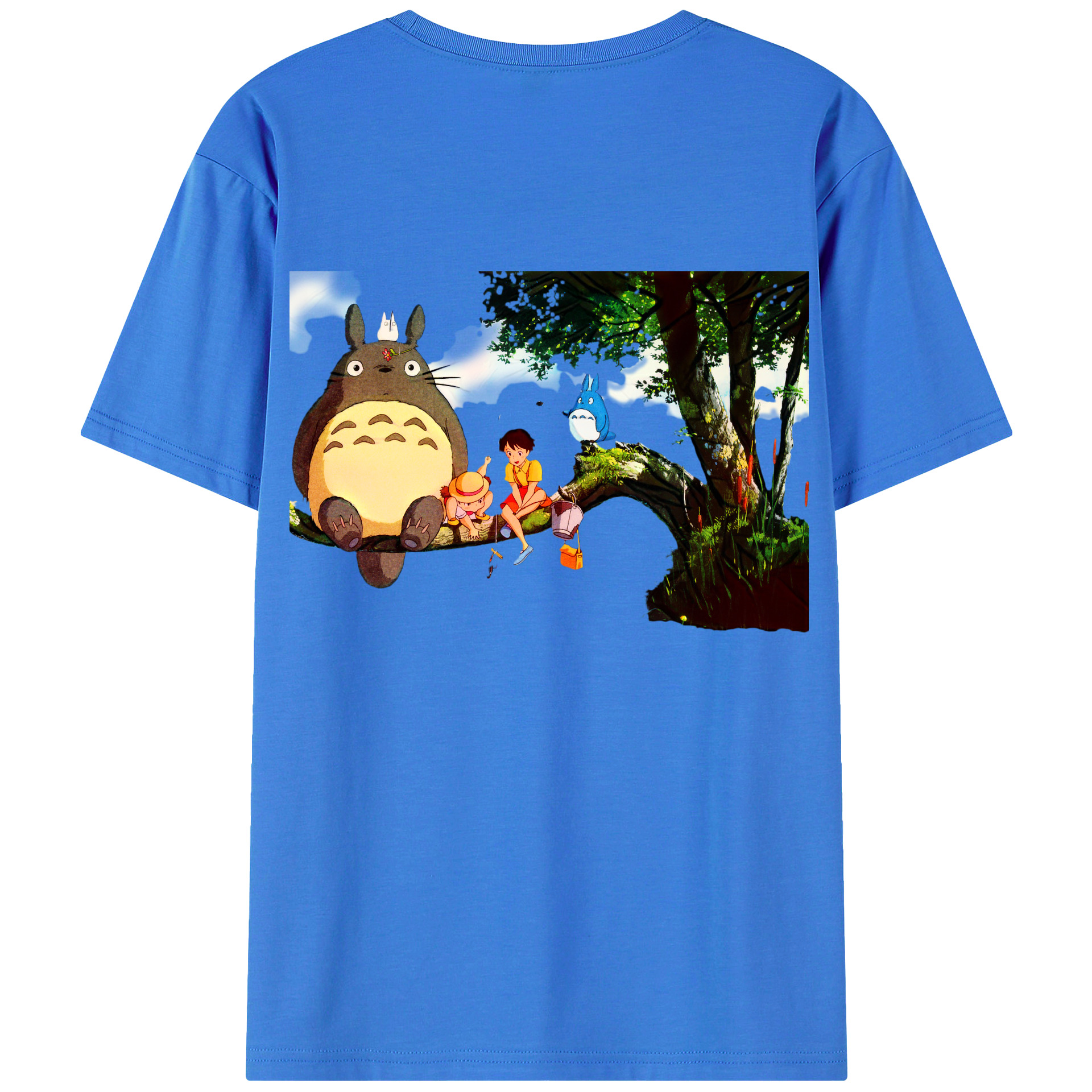 （画像用） となりのトトロ 草壁メイ 草壁サツキ My Neighbor Totoro Satsuki Kusakabe Mei Kusakabe 綿100％ メンズ半袖Tシャツ（バックプリント） 通気性