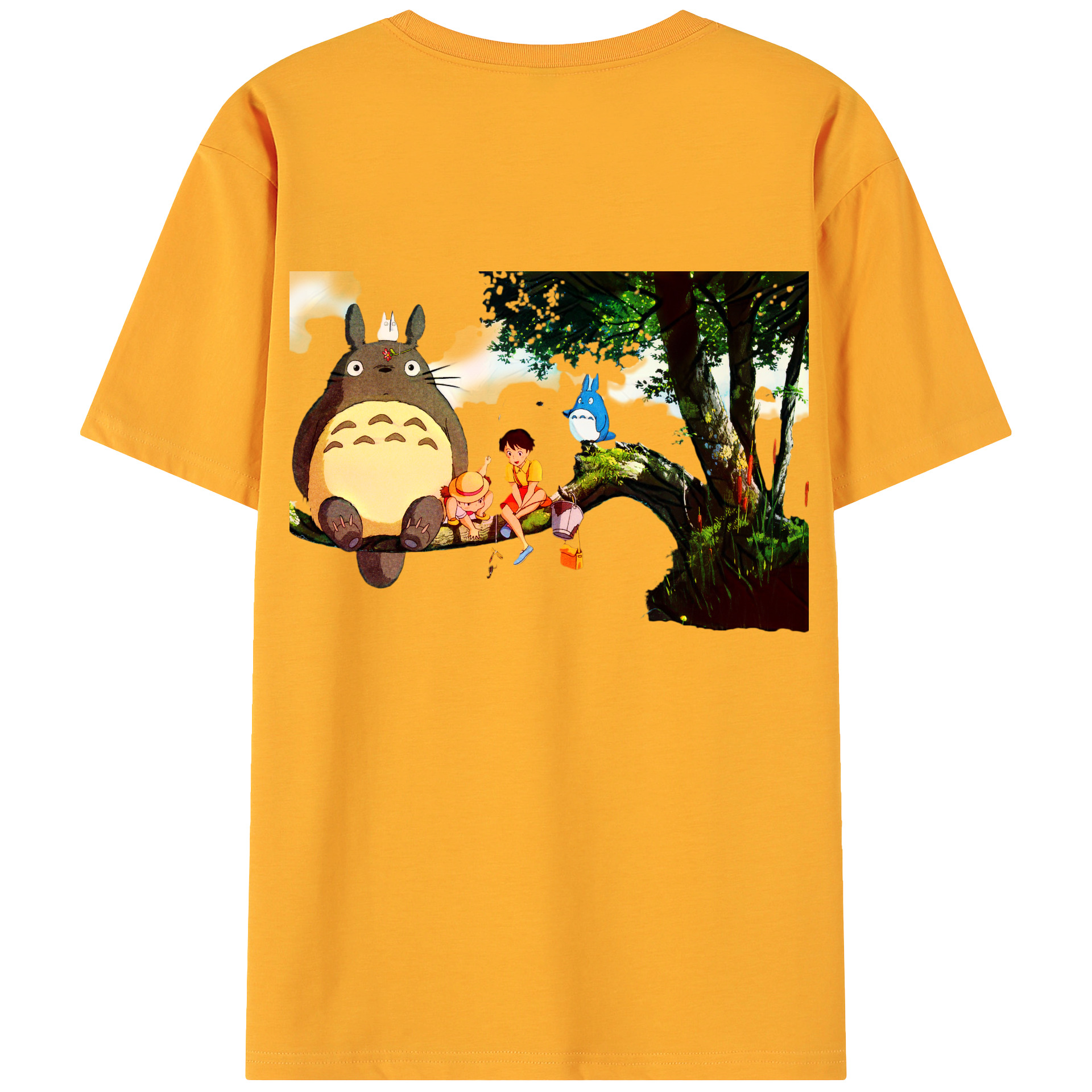 （画像用） となりのトトロ 草壁メイ 草壁サツキ My Neighbor Totoro Satsuki Kusakabe Mei Kusakabe 綿100％ メンズ半袖Tシャツ（バックプリント） 通気性