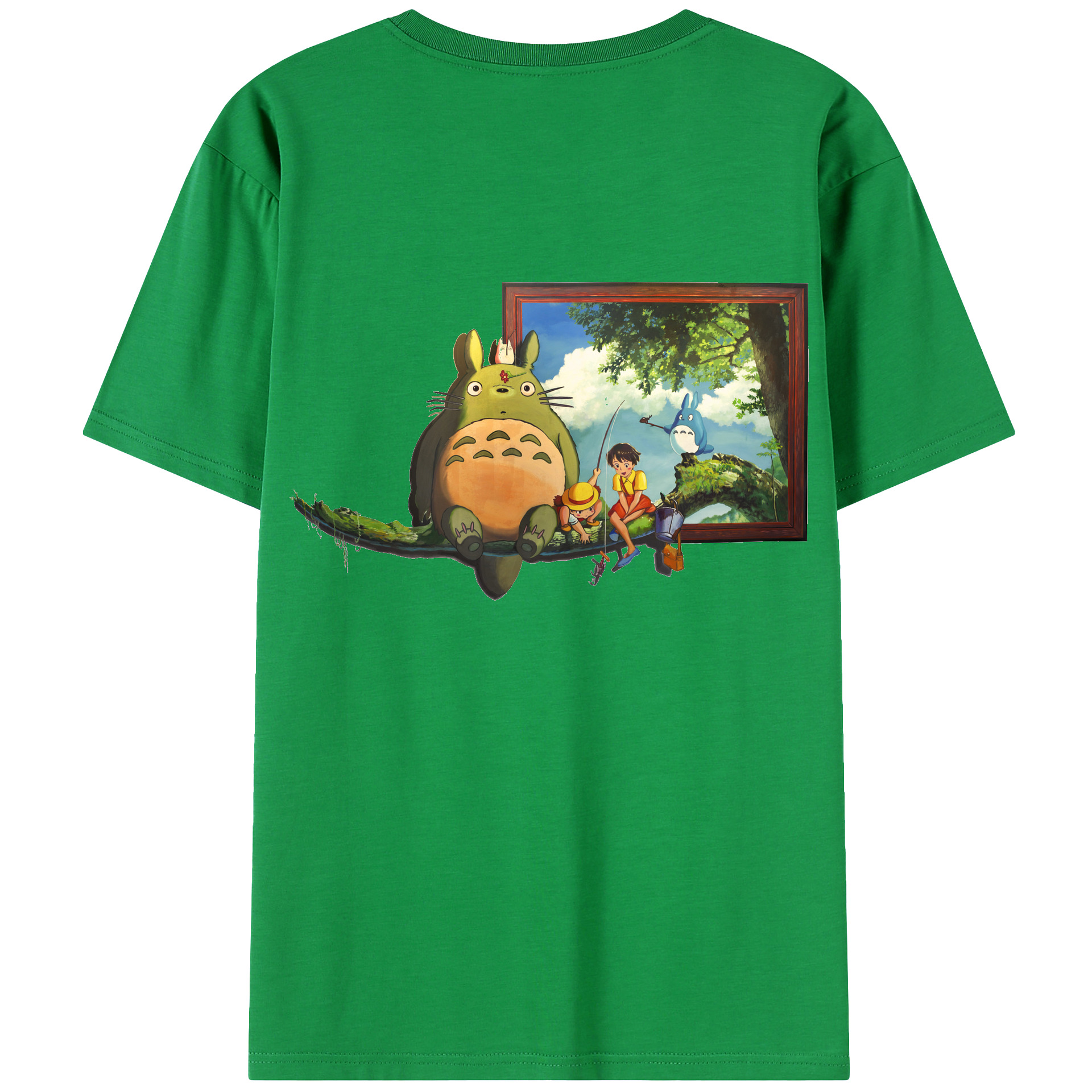 （画像用） となりのトトロ 草壁メイ 草壁サツキ My Neighbor Totoro Satsuki Kusakabe Mei Kusakabe 綿100％ メンズ半袖Tシャツ（バックプリント） 通気性