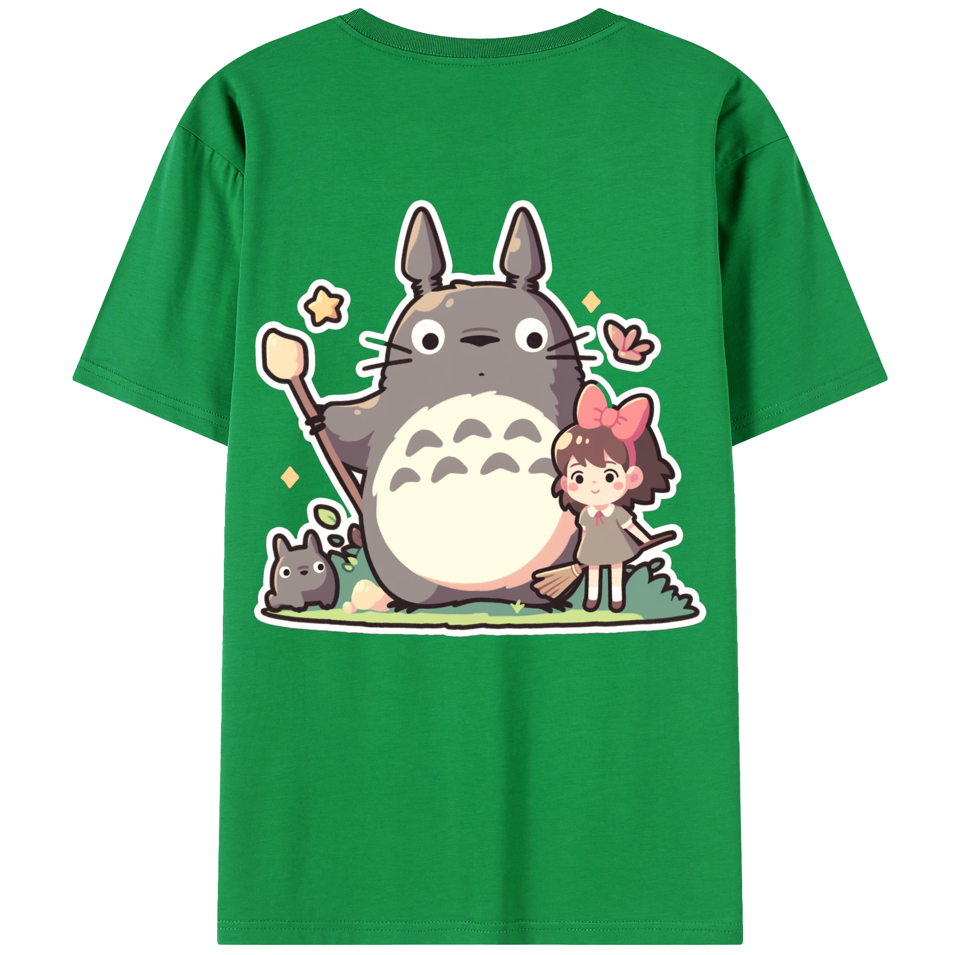 （画像用） となりのトトロ 草壁メイ 草壁サツキ My Neighbor Totoro Satsuki Kusakabe Mei Kusakabe 綿100％ メンズ半袖Tシャツ（バックプリント） 通気性