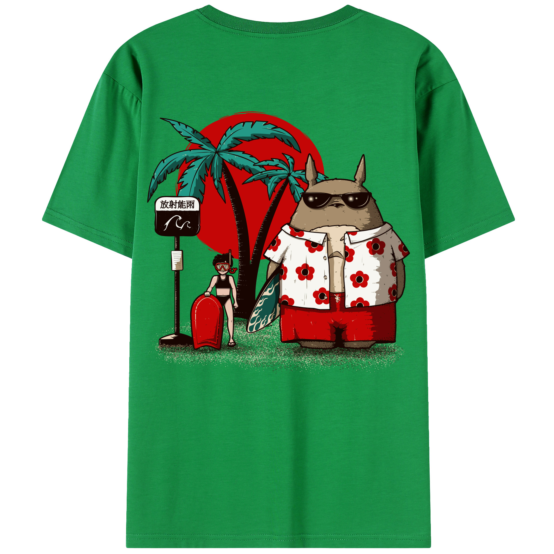 （画像用） となりのトトロ 草壁メイ 草壁サツキ My Neighbor Totoro Satsuki Kusakabe Mei Kusakabe 綿100％ メンズ半袖Tシャツ（バックプリント） 通気性