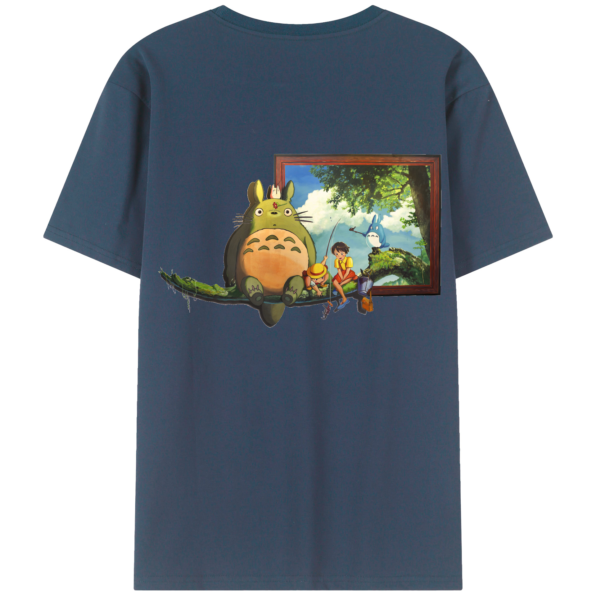 （画像用） となりのトトロ 草壁メイ 草壁サツキ My Neighbor Totoro Satsuki Kusakabe Mei Kusakabe 綿100％ メンズ半袖Tシャツ（バックプリント） 通気性