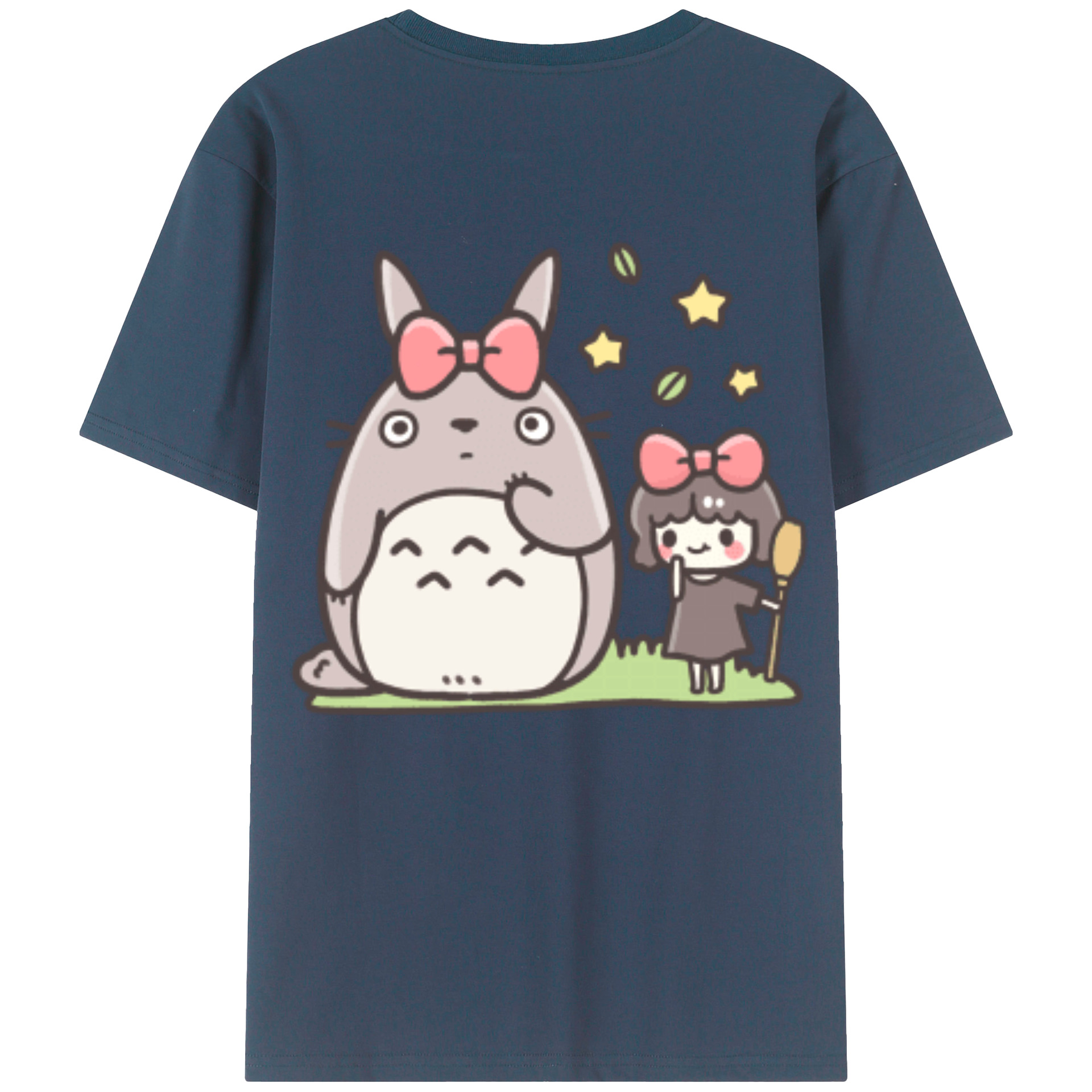 （画像用） となりのトトロ 草壁メイ 草壁サツキ My Neighbor Totoro Satsuki Kusakabe Mei Kusakabe 綿100％ メンズ半袖Tシャツ（バックプリント） 通気性