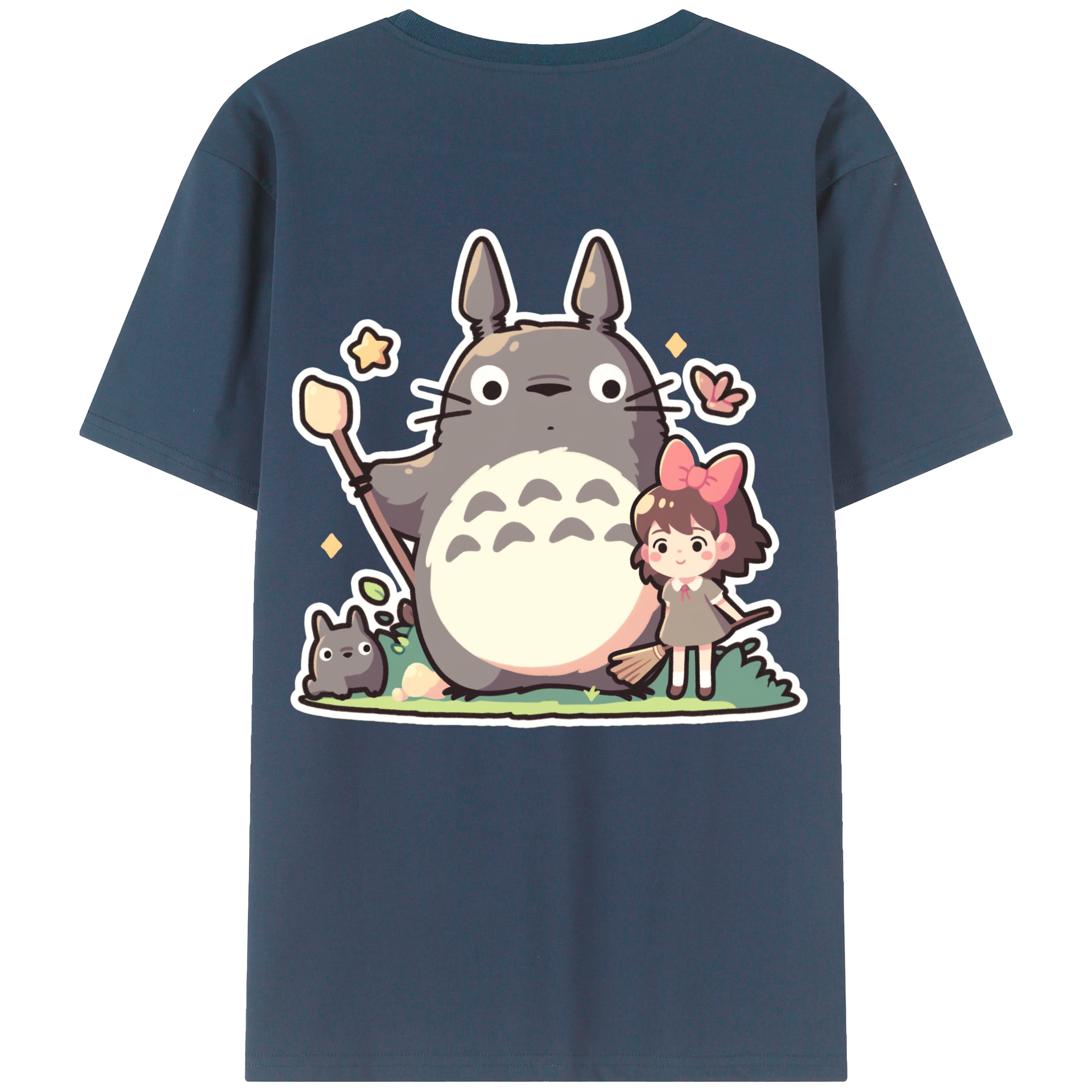 （画像用） となりのトトロ 草壁メイ 草壁サツキ My Neighbor Totoro Satsuki Kusakabe Mei Kusakabe 綿100％ メンズ半袖Tシャツ（バックプリント） 通気性