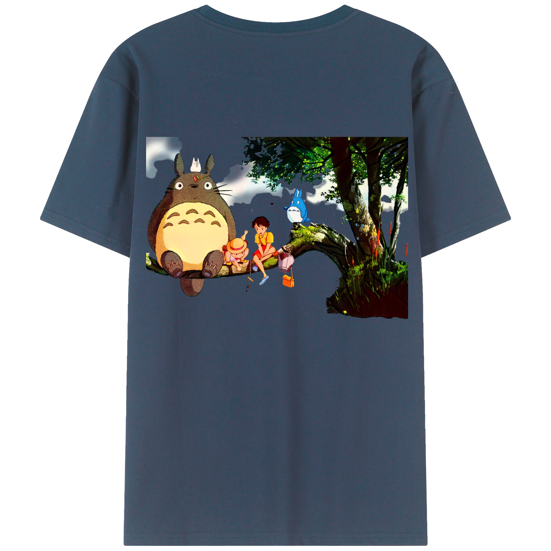 （画像用） となりのトトロ 草壁メイ 草壁サツキ My Neighbor Totoro Satsuki Kusakabe Mei Kusakabe 綿100％ メンズ半袖Tシャツ（バックプリント） 通気性