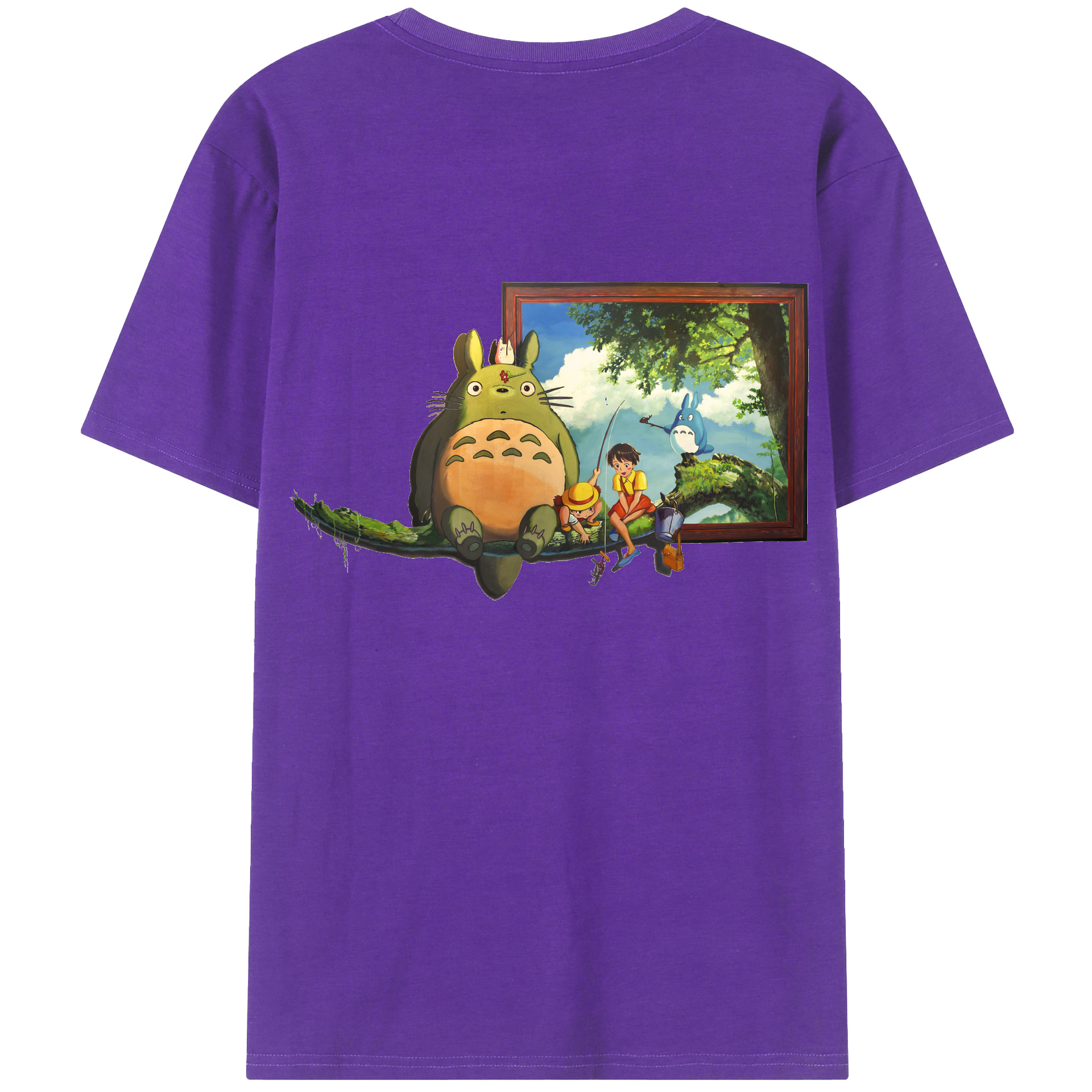 （画像用） となりのトトロ 草壁メイ 草壁サツキ My Neighbor Totoro Satsuki Kusakabe Mei Kusakabe 綿100％ メンズ半袖Tシャツ（バックプリント） 通気性