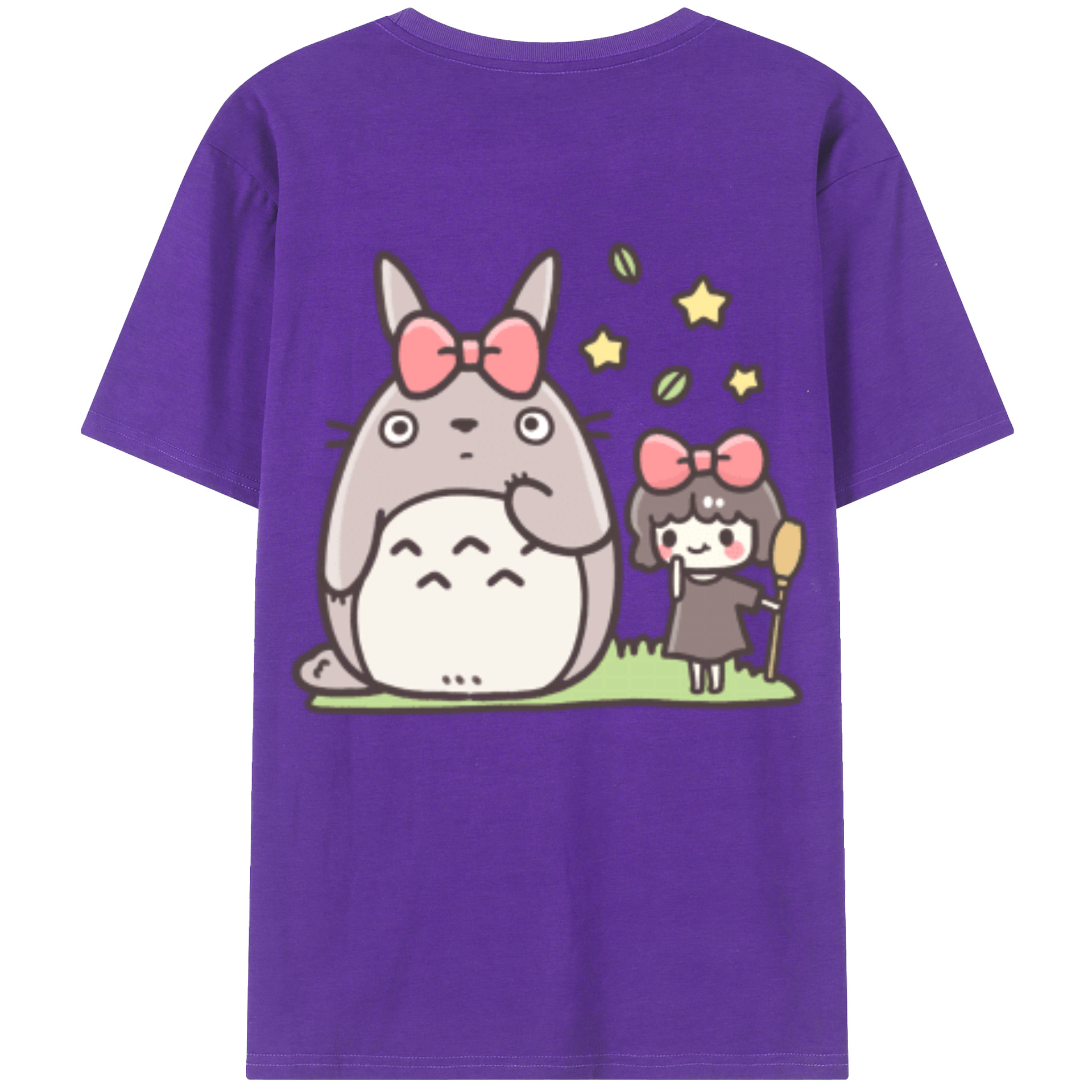 （画像用） となりのトトロ 草壁メイ 草壁サツキ My Neighbor Totoro Satsuki Kusakabe Mei Kusakabe 綿100％ メンズ半袖Tシャツ（バックプリント） 通気性