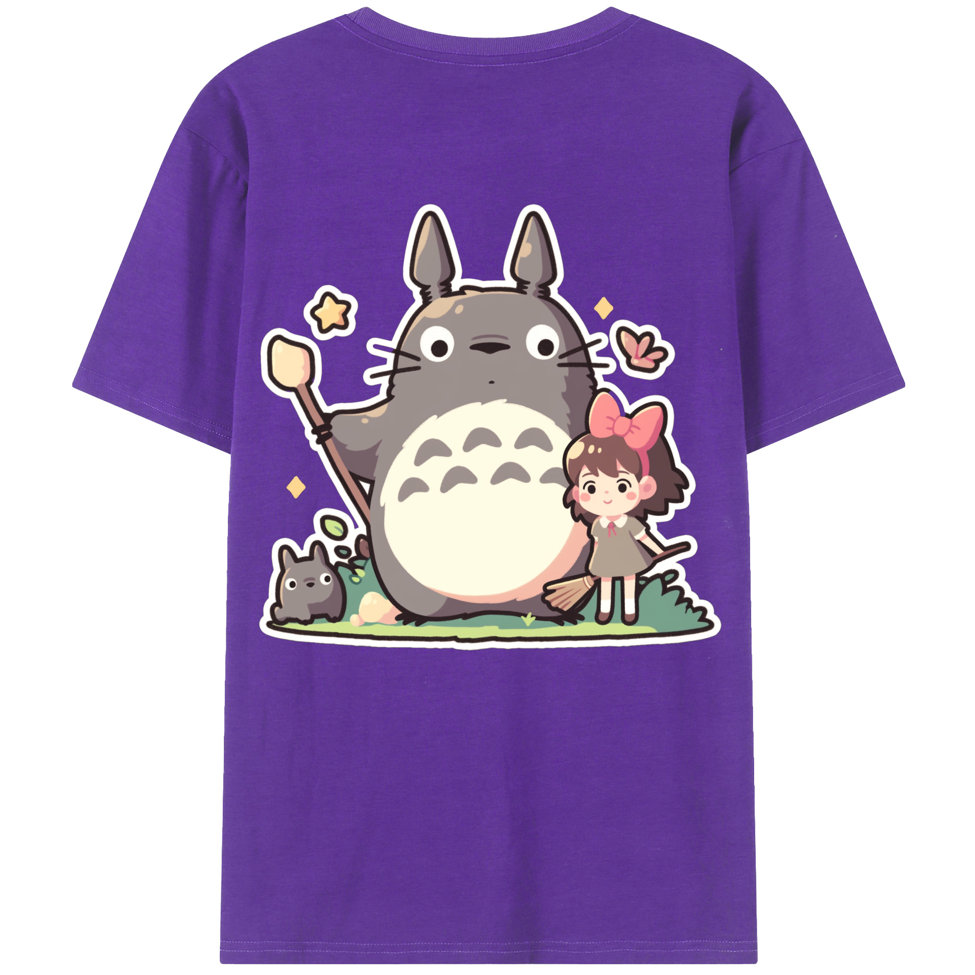 （画像用） となりのトトロ 草壁メイ 草壁サツキ My Neighbor Totoro Satsuki Kusakabe Mei Kusakabe 綿100％ メンズ半袖Tシャツ（バックプリント） 通気性