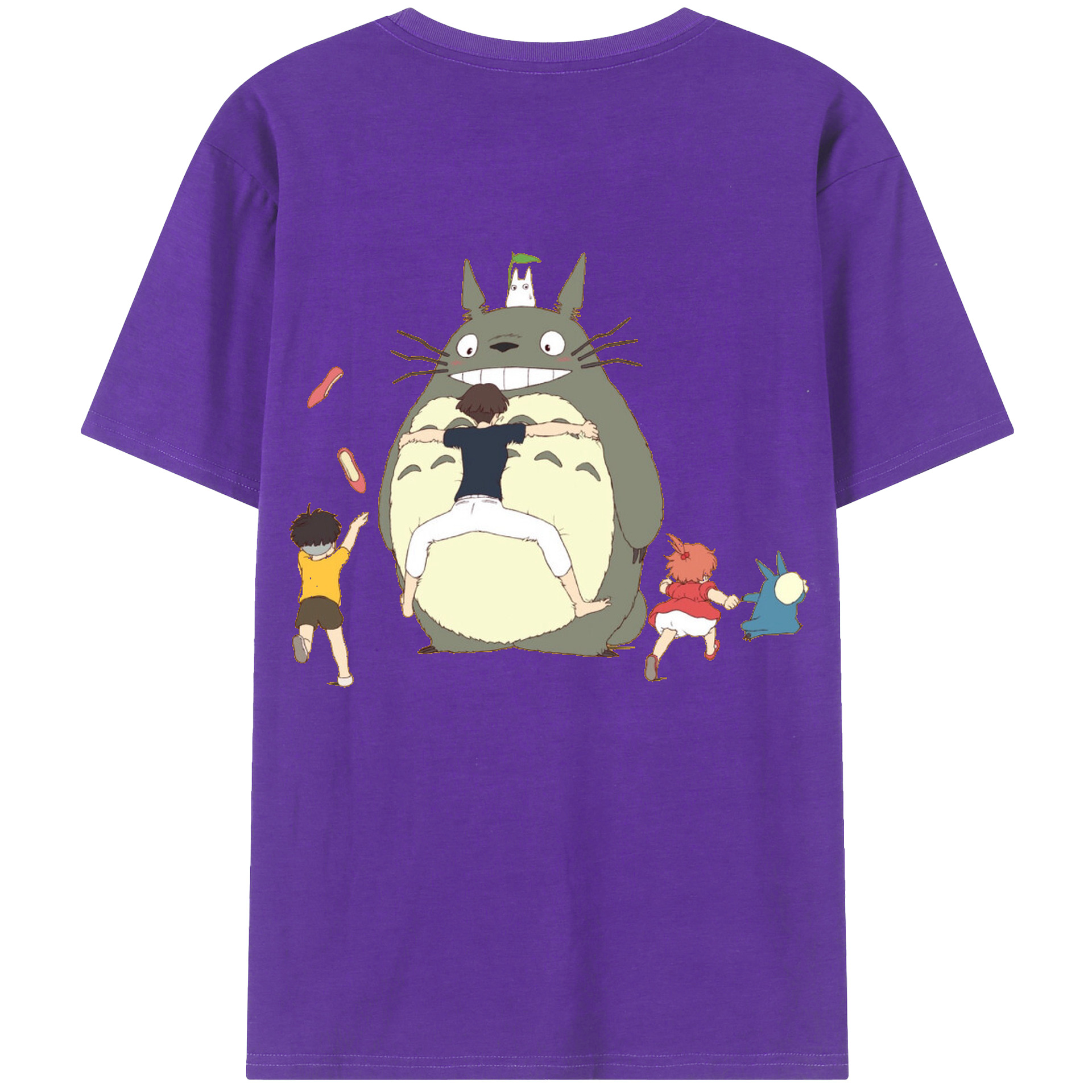 （画像用） となりのトトロ 草壁メイ 草壁サツキ My Neighbor Totoro Satsuki Kusakabe Mei Kusakabe 綿100％ メンズ半袖Tシャツ（バックプリント） 通気性