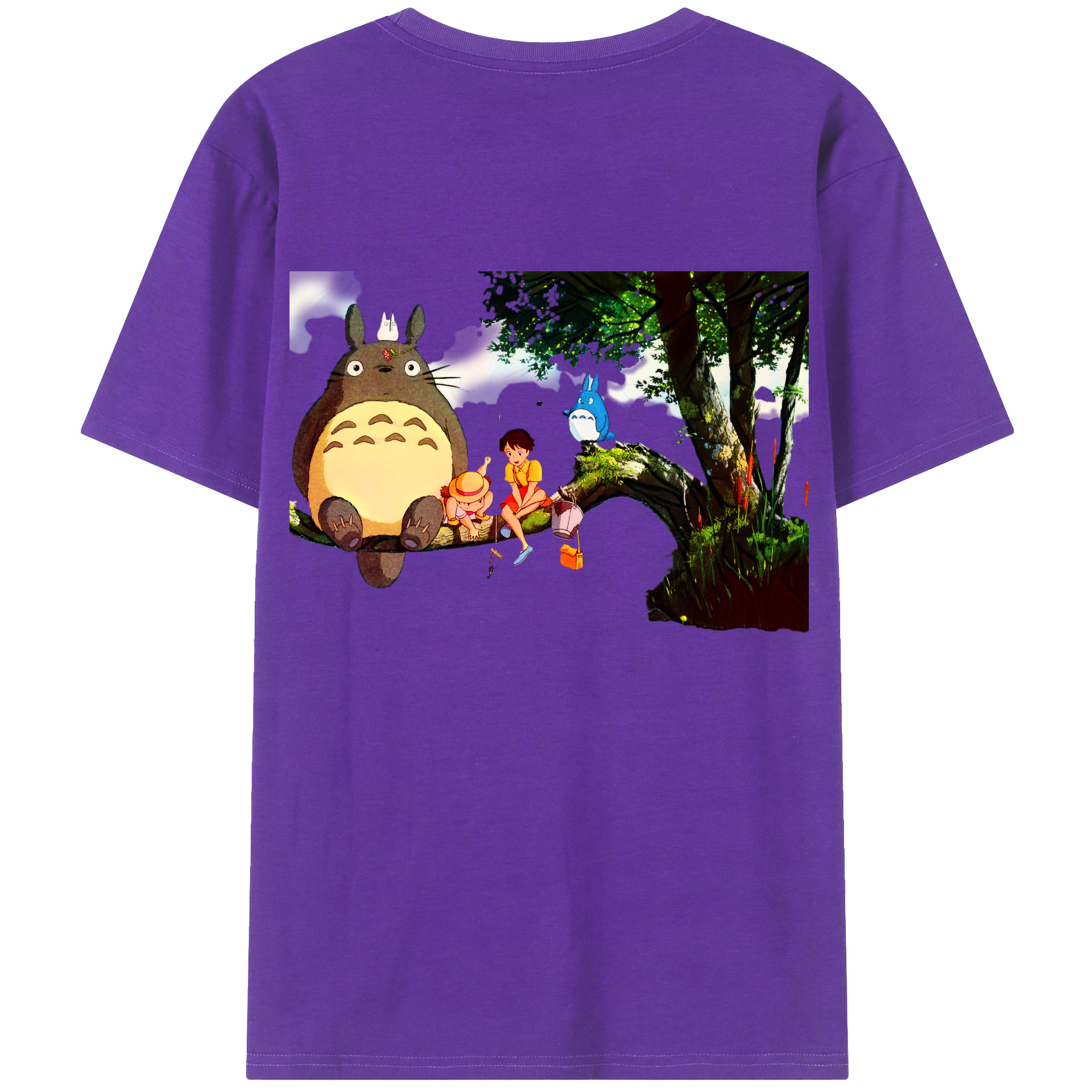（画像用） となりのトトロ 草壁メイ 草壁サツキ My Neighbor Totoro Satsuki Kusakabe Mei Kusakabe 綿100％ メンズ半袖Tシャツ（バックプリント） 通気性