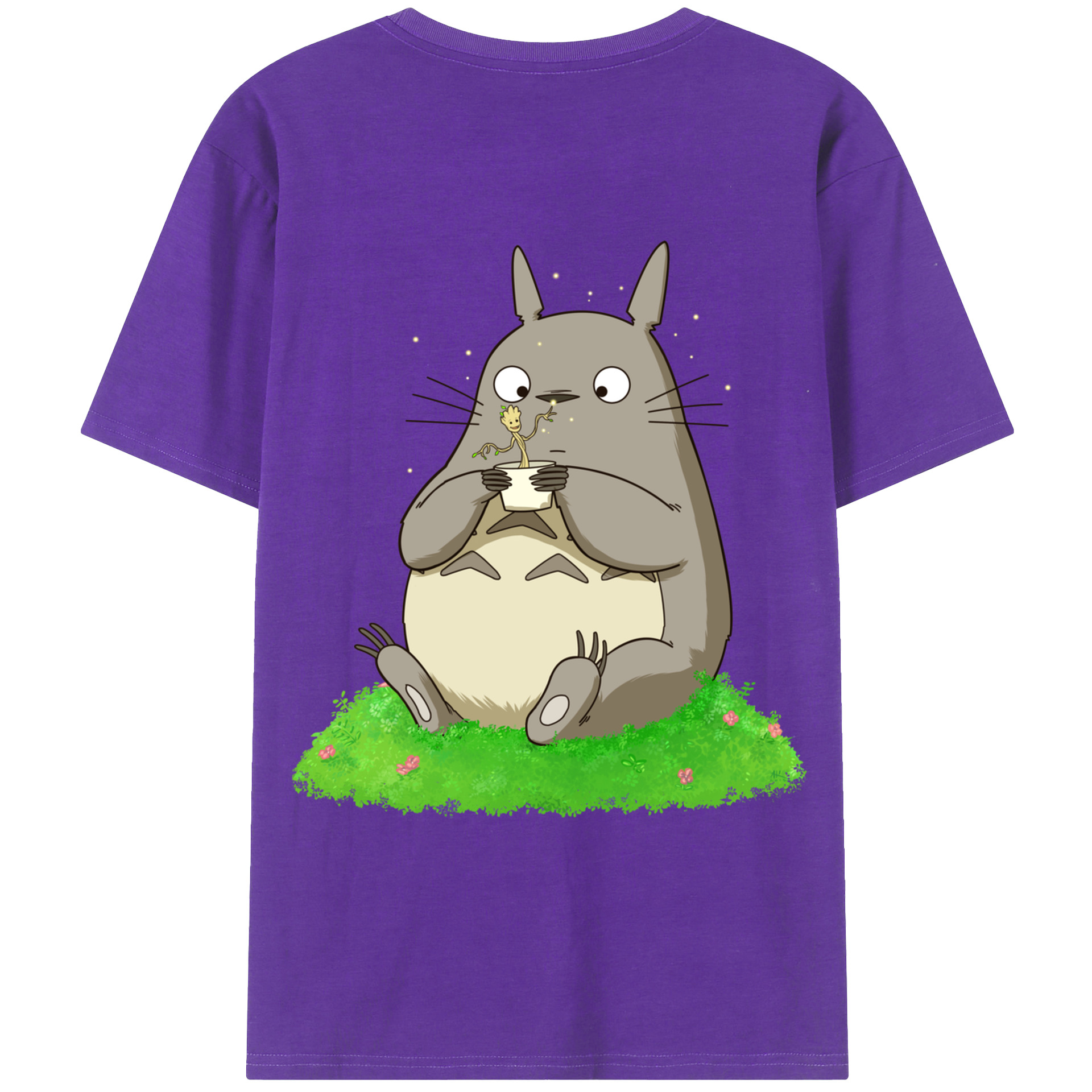 （画像用） となりのトトロ 草壁メイ 草壁サツキ My Neighbor Totoro Satsuki Kusakabe Mei Kusakabe 綿100％ メンズ半袖Tシャツ（バックプリント） 通気性