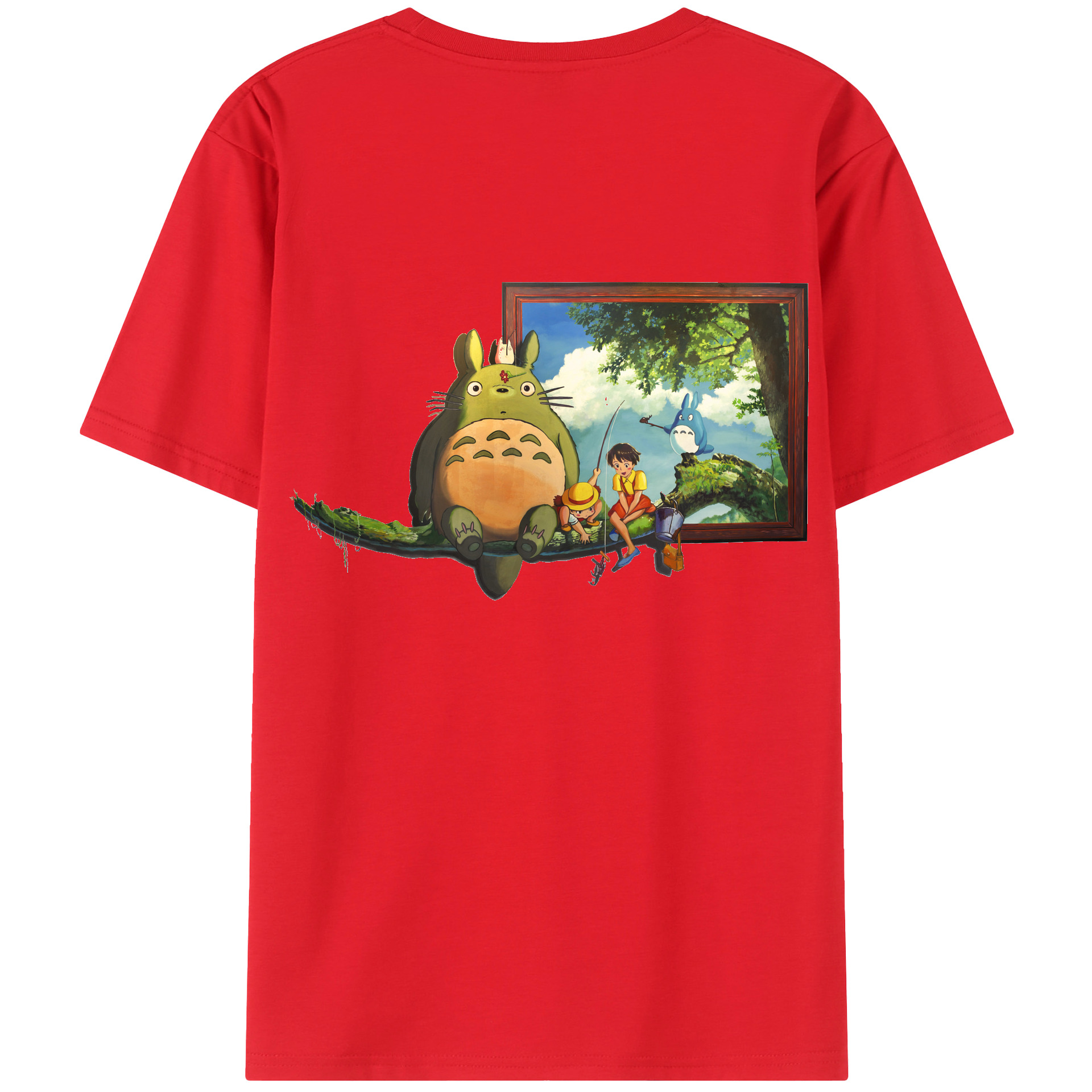 （画像用） となりのトトロ 草壁メイ 草壁サツキ My Neighbor Totoro Satsuki Kusakabe Mei Kusakabe 綿100％ メンズ半袖Tシャツ（バックプリント） 通気性