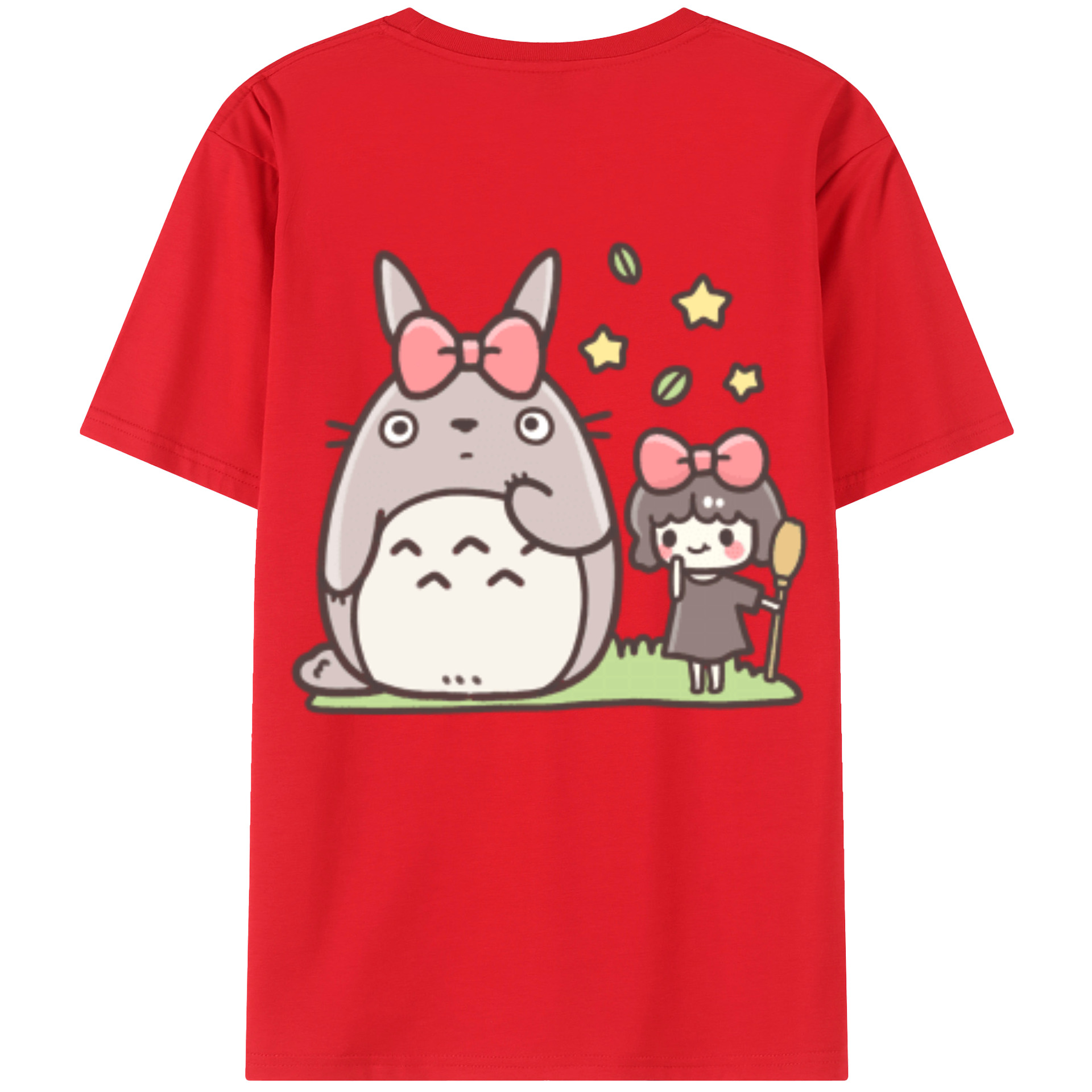 （画像用） となりのトトロ 草壁メイ 草壁サツキ My Neighbor Totoro Satsuki Kusakabe Mei Kusakabe 綿100％ メンズ半袖Tシャツ（バックプリント） 通気性