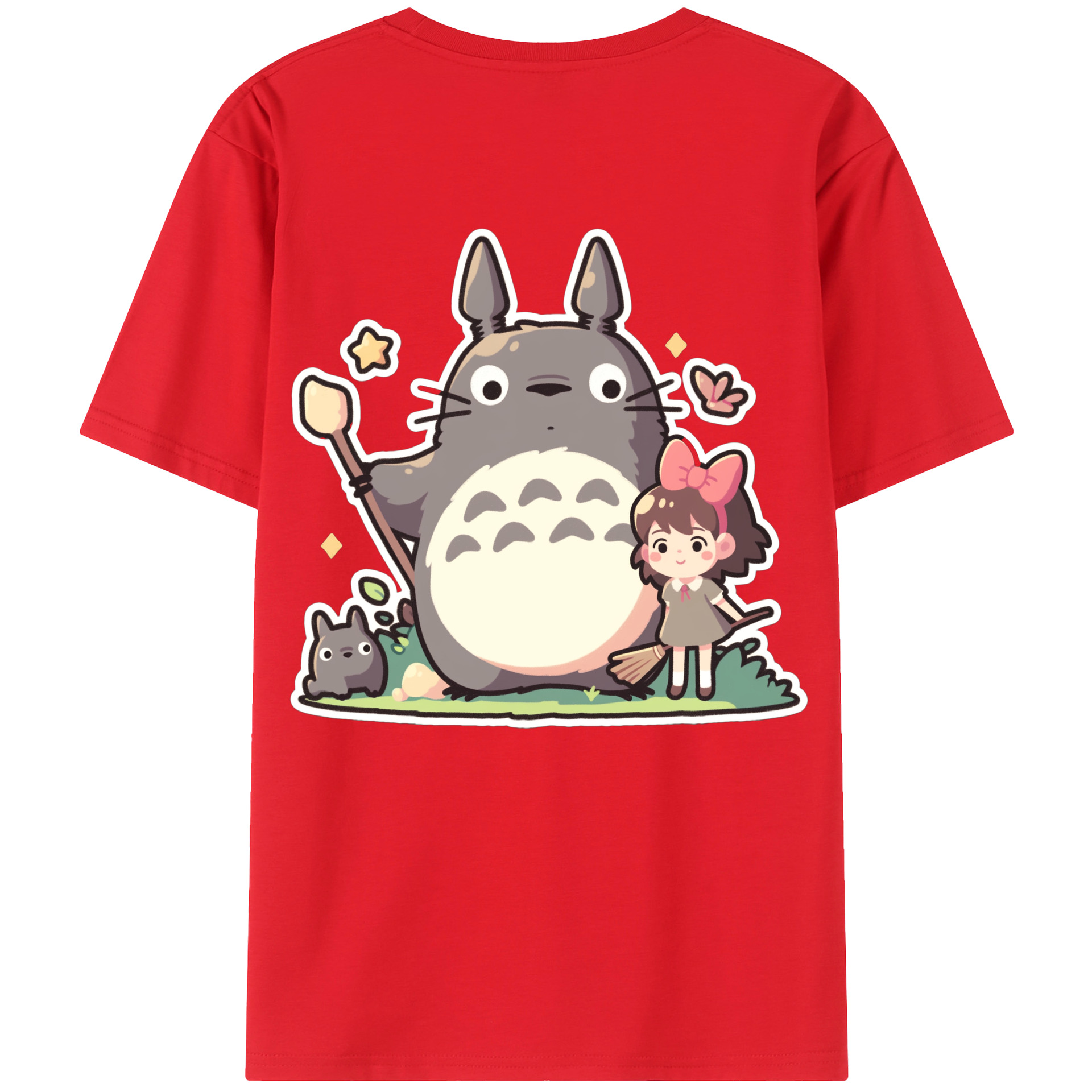 （画像用） となりのトトロ 草壁メイ 草壁サツキ My Neighbor Totoro Satsuki Kusakabe Mei Kusakabe 綿100％ メンズ半袖Tシャツ（バックプリント） 通気性