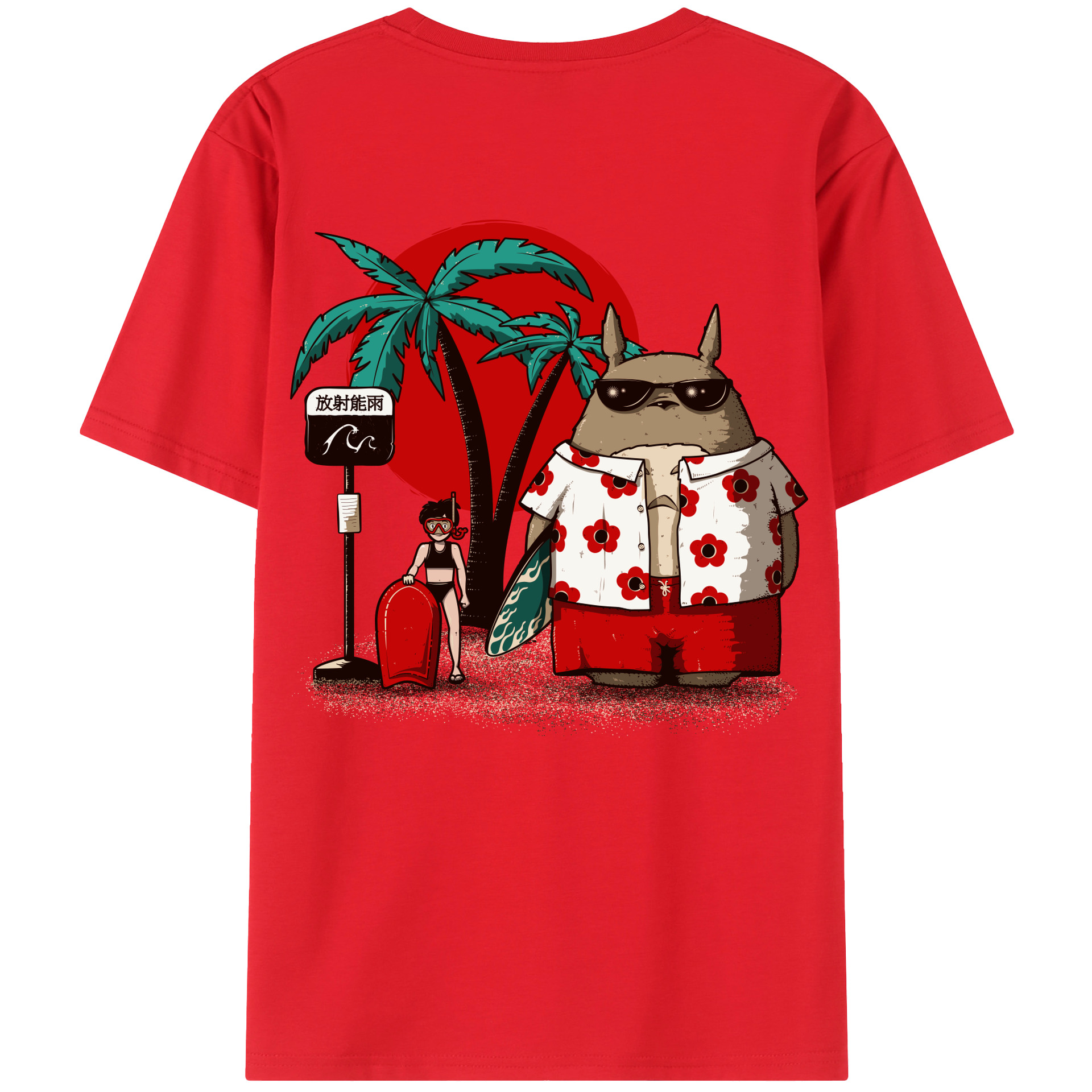 （画像用） となりのトトロ 草壁メイ 草壁サツキ My Neighbor Totoro Satsuki Kusakabe Mei Kusakabe 綿100％ メンズ半袖Tシャツ（バックプリント） 通気性