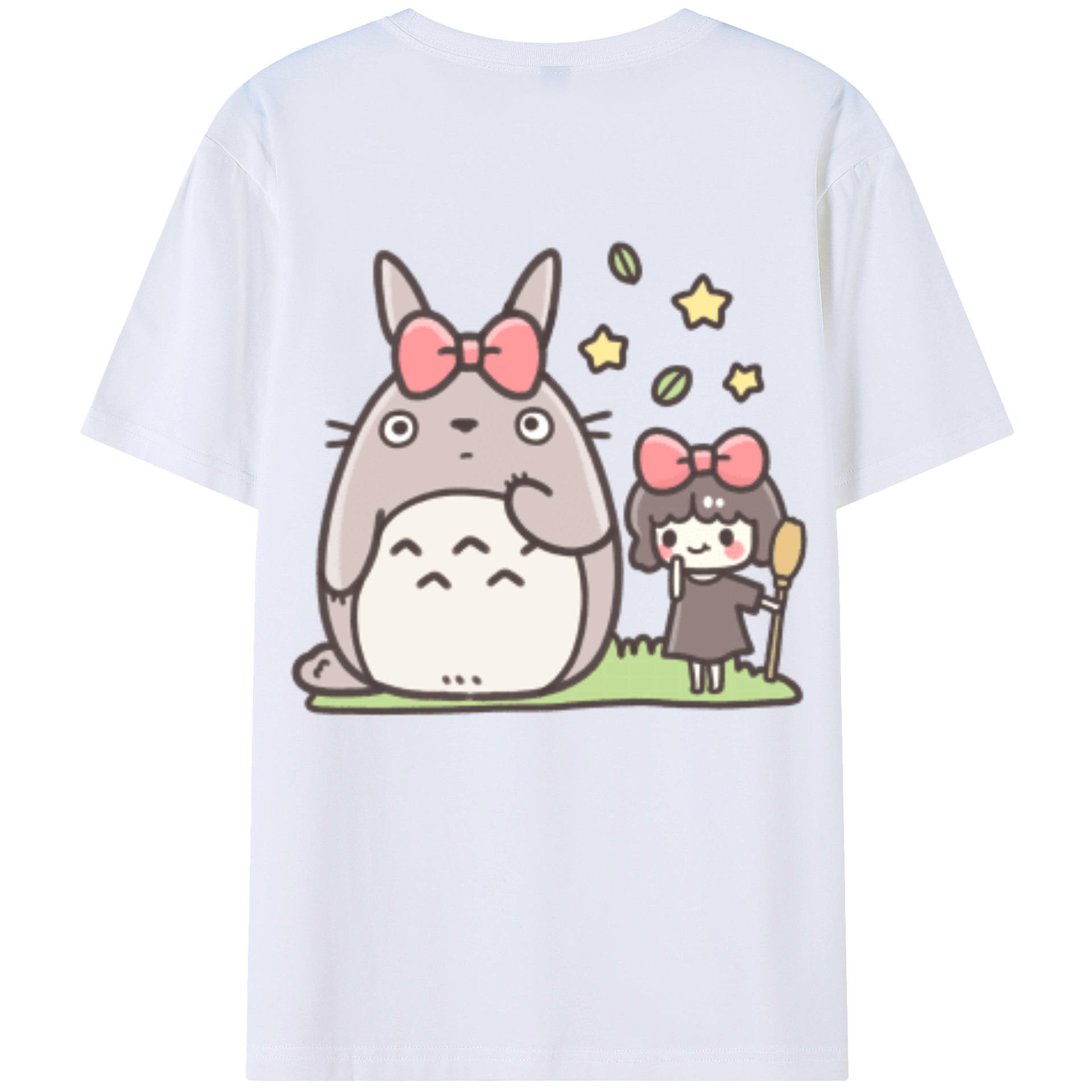 （画像用） となりのトトロ 草壁メイ 草壁サツキ My Neighbor Totoro Satsuki Kusakabe Mei Kusakabe 綿100％ メンズ半袖Tシャツ（バックプリント） 通気性