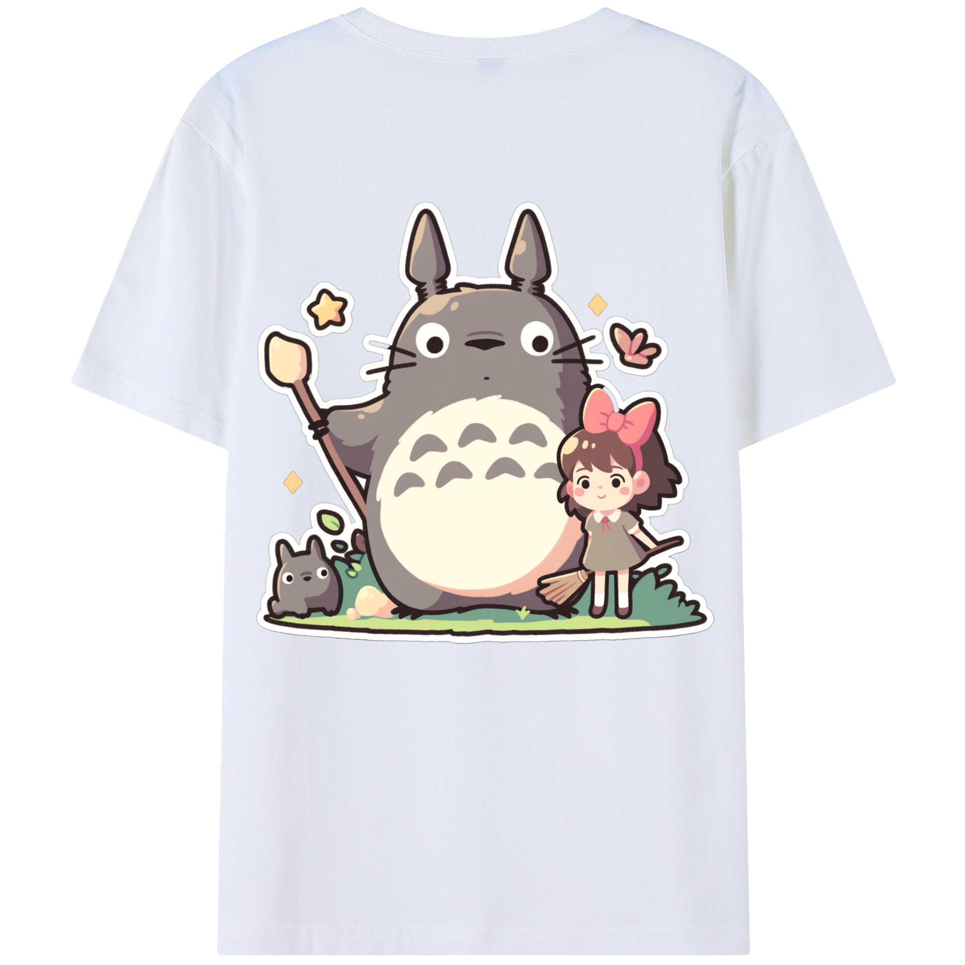 （画像用） となりのトトロ 草壁メイ 草壁サツキ My Neighbor Totoro Satsuki Kusakabe Mei Kusakabe 綿100％ メンズ半袖Tシャツ（バックプリント） 通気性