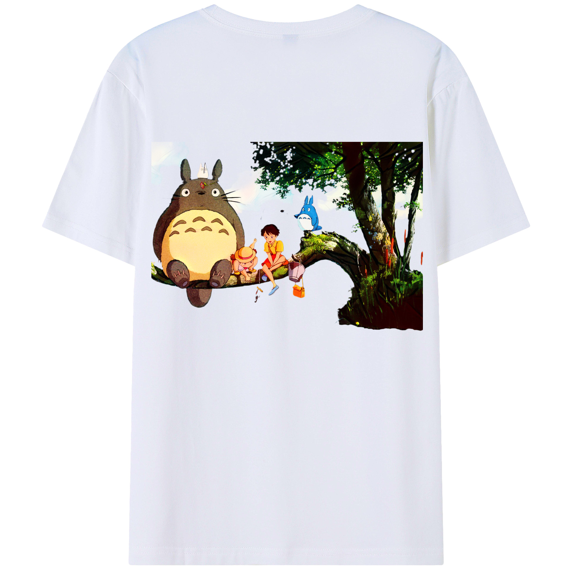 （画像用） となりのトトロ 草壁メイ 草壁サツキ My Neighbor Totoro Satsuki Kusakabe Mei Kusakabe 綿100％ メンズ半袖Tシャツ（バックプリント） 通気性